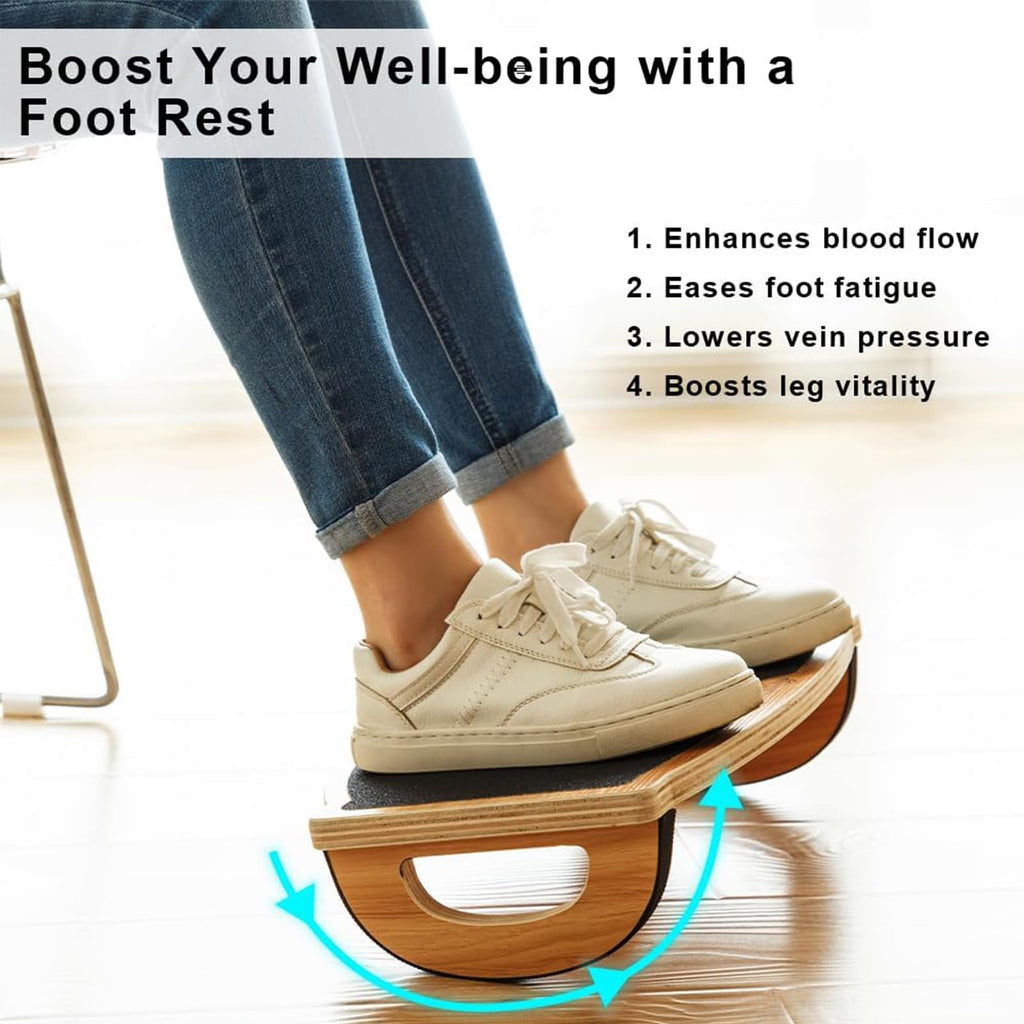 StrongTek Wooden Rocking Under-Desk Footrest, 350 lb Capacity