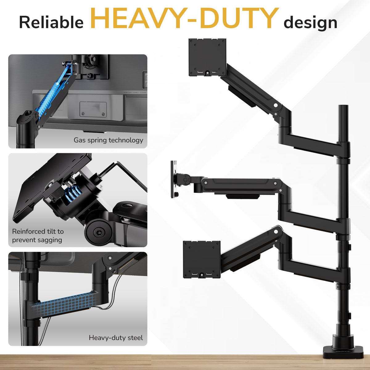 Mount-It! 2+1 Heavy-Duty Stacked Triple Monitor Mount