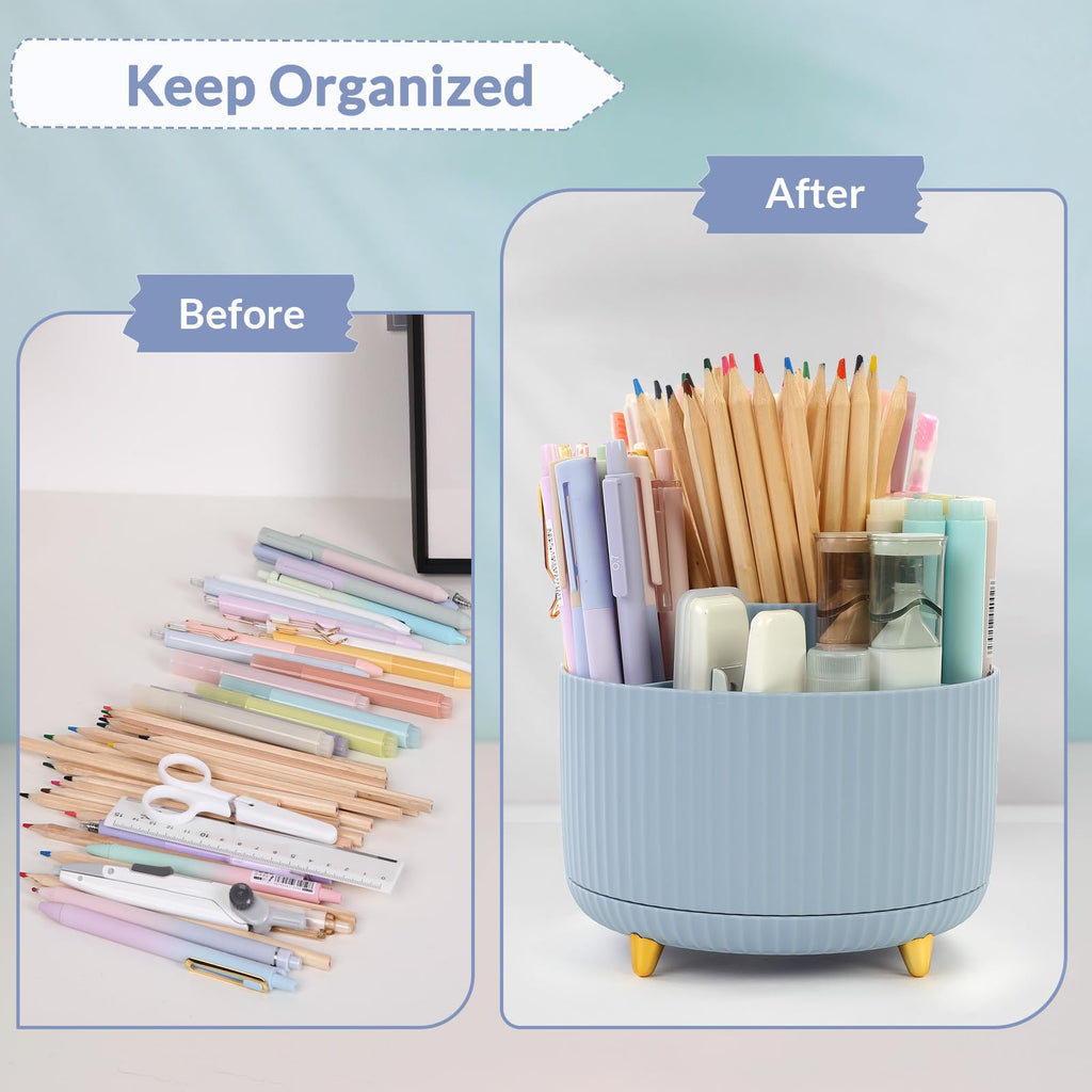 SKYDUE 5-Slot 360° Rotating Desktop Pen and Pencil Organizer