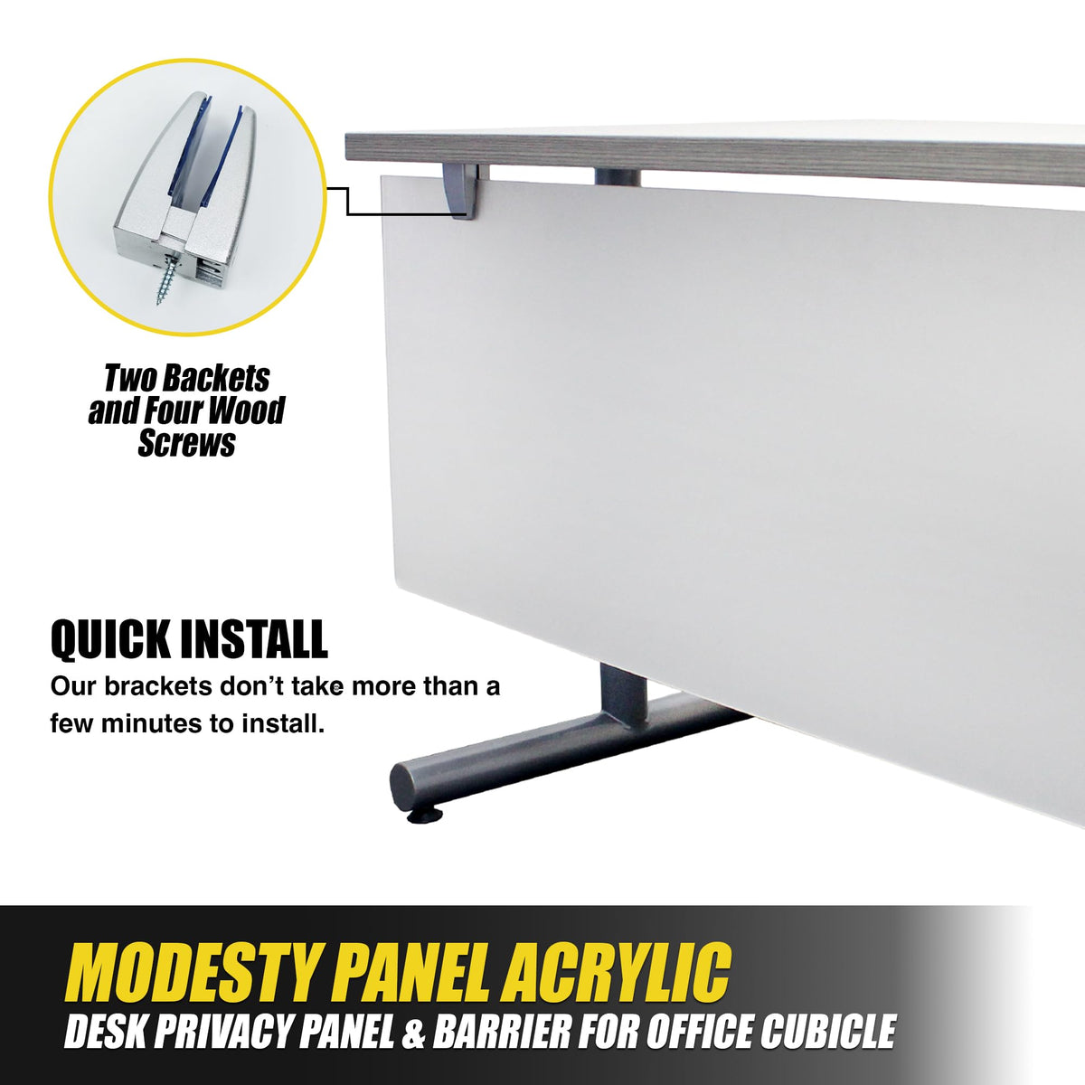 OBEX Table-Mounted Acrylic Desk Privacy & Modesty Panel