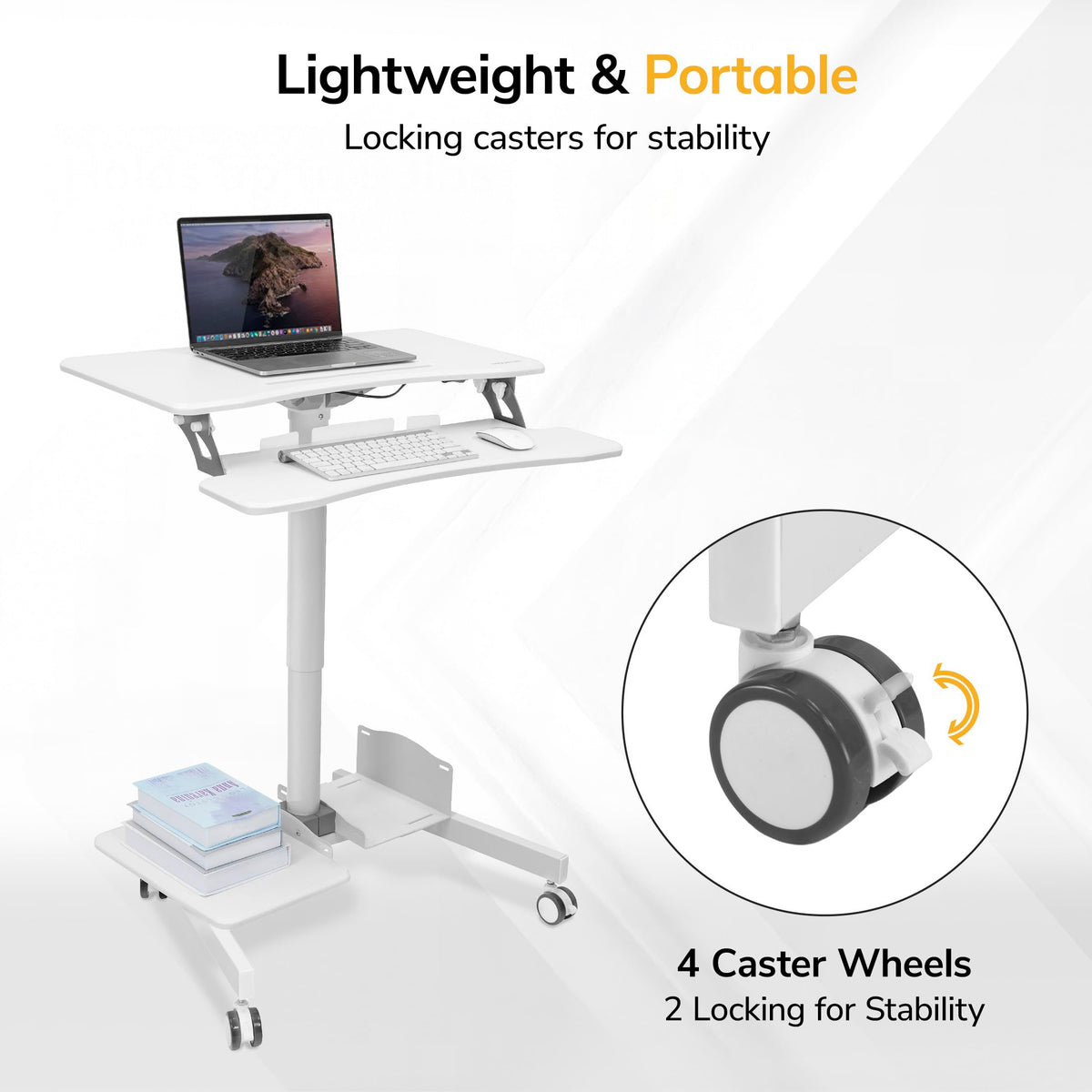 Mount-It! 28-Inch Height-Adjustable Rolling Computer Cart