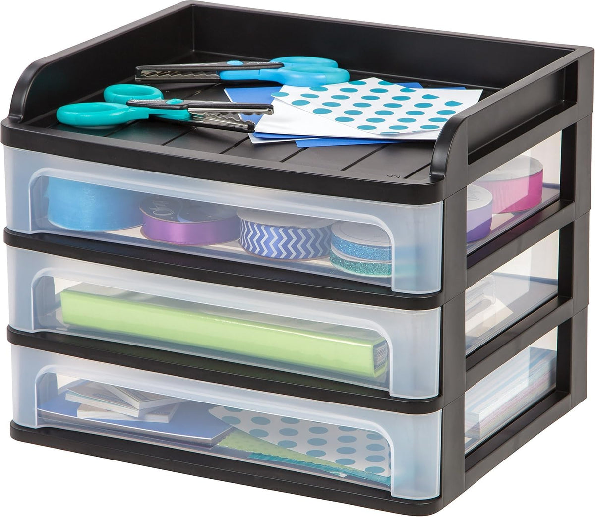 IRIS USA Stackable Plastic Desktop Storage Organizer