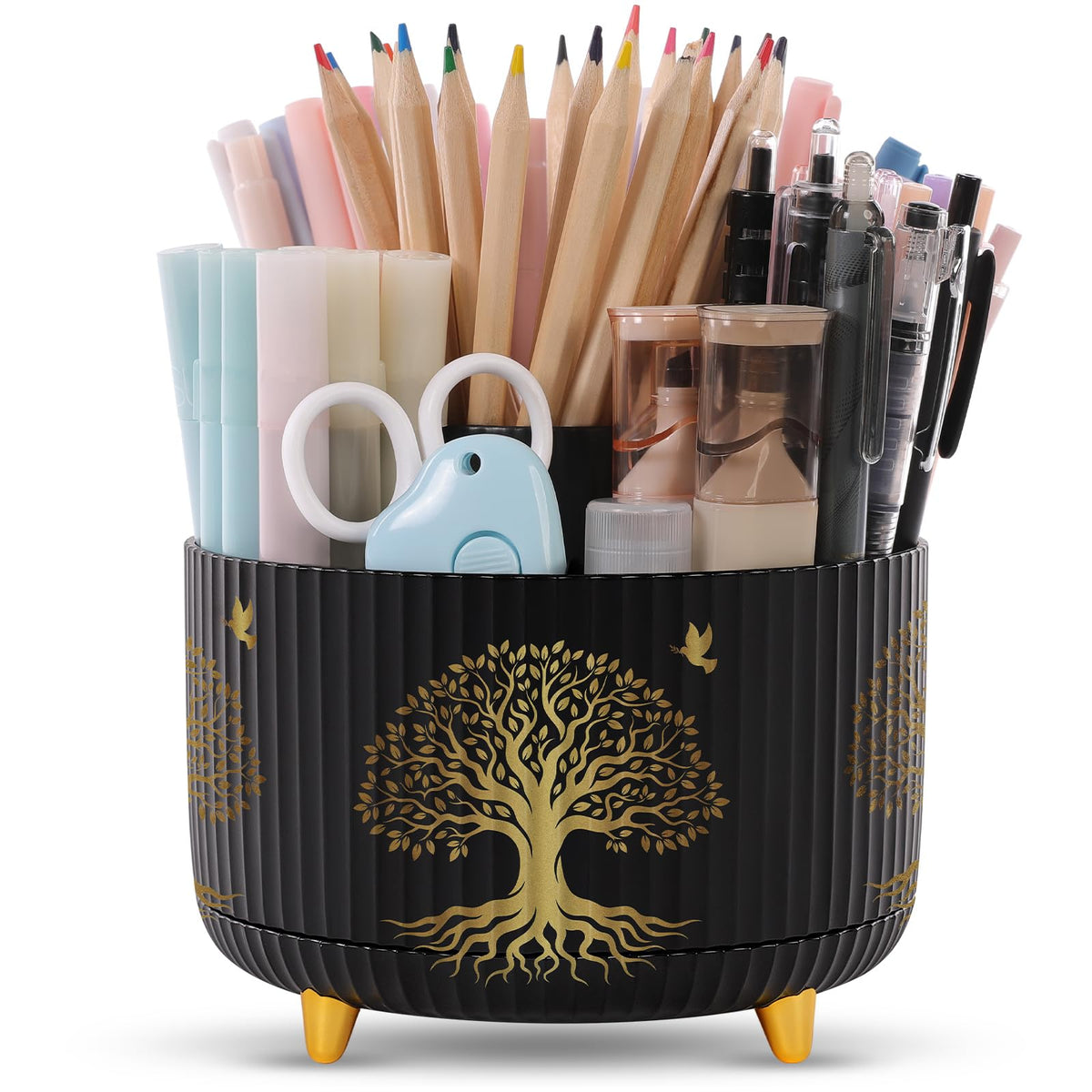 SKYDUE 5-Slot 360° Rotating Desktop Pen and Pencil Organizer