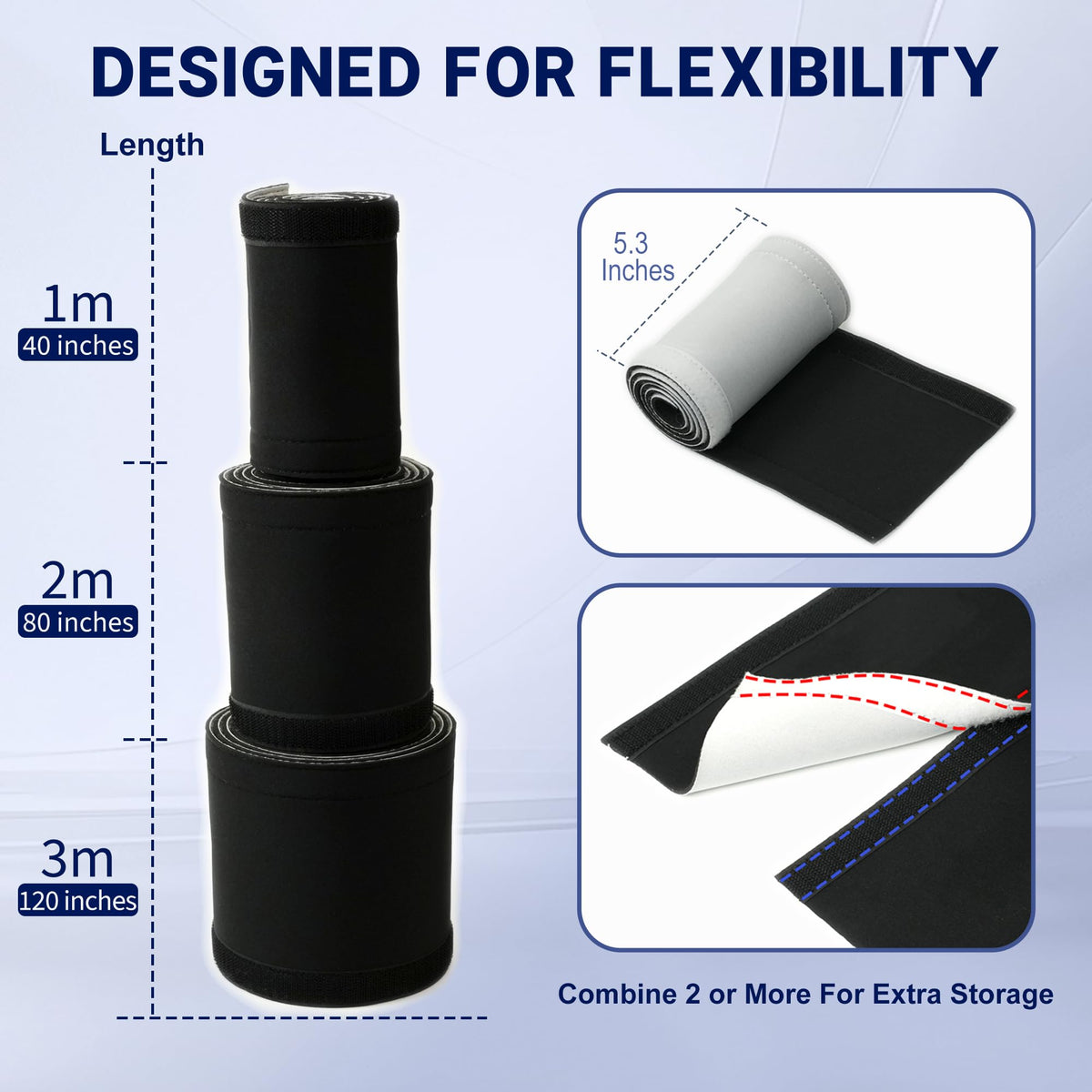 Cuttable Neoprene Cable Management Sleeve with Hook-and-Loop