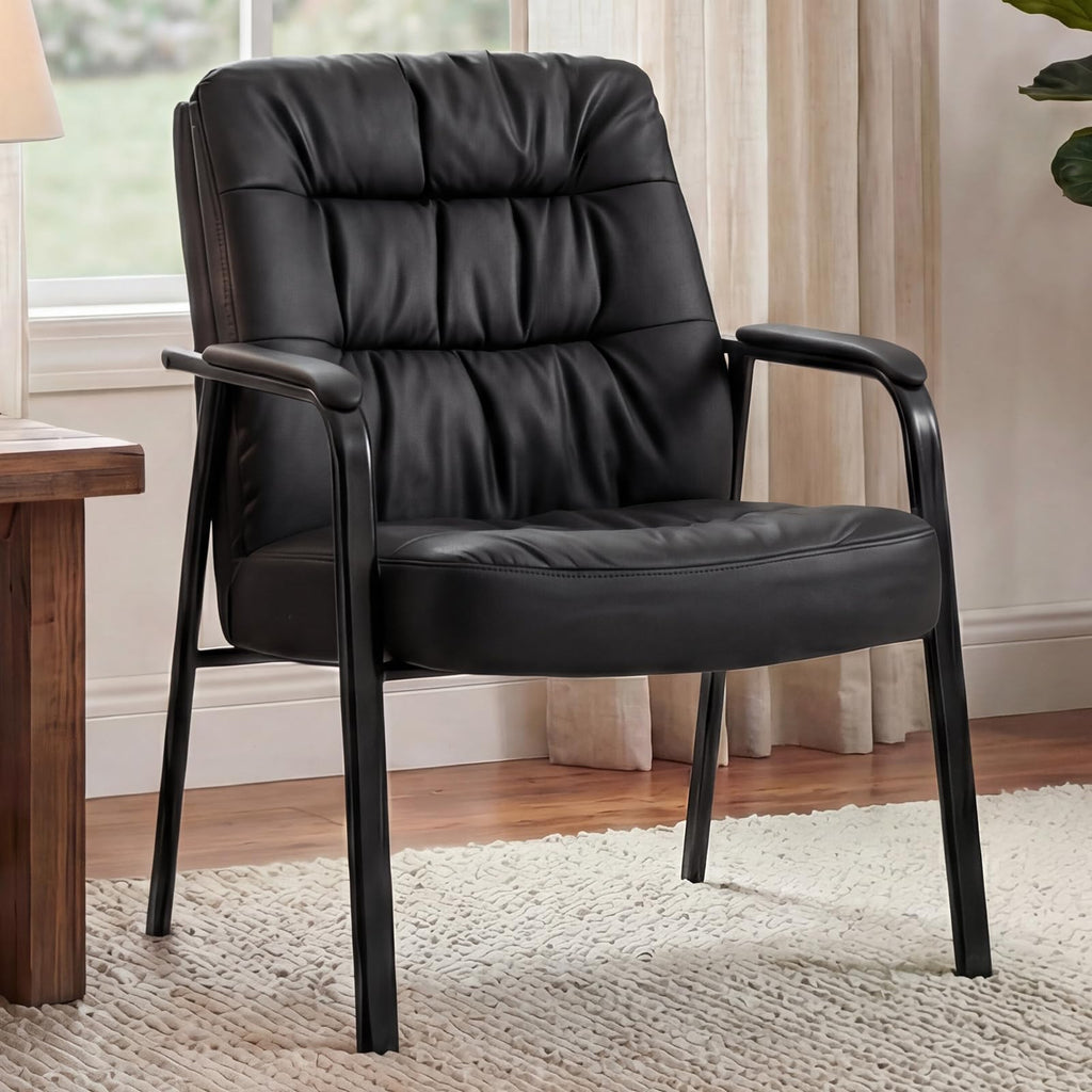 OLIXIS 500 lb PU Leather Guest Reception Chair, Brown