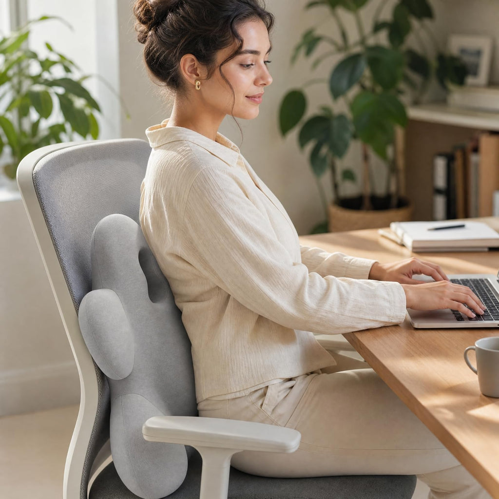 KiBcsLic Ergonomic Chair Back Support Cushion, Dark Grey