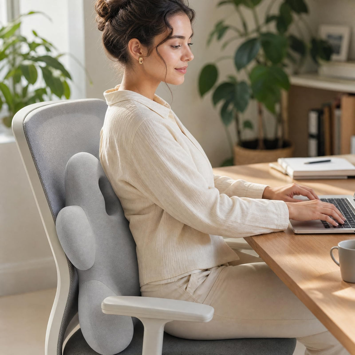 KiBcsLic Ergonomic Chair Back Support Cushion, Dark Grey
