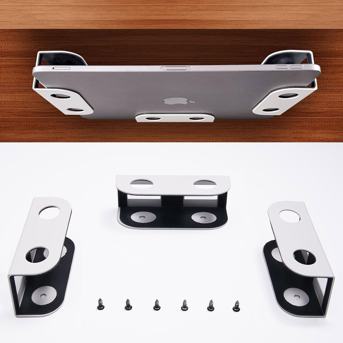 BYMECOST Under-Desk Laptop Mount with Anti-Scratch Silicone
