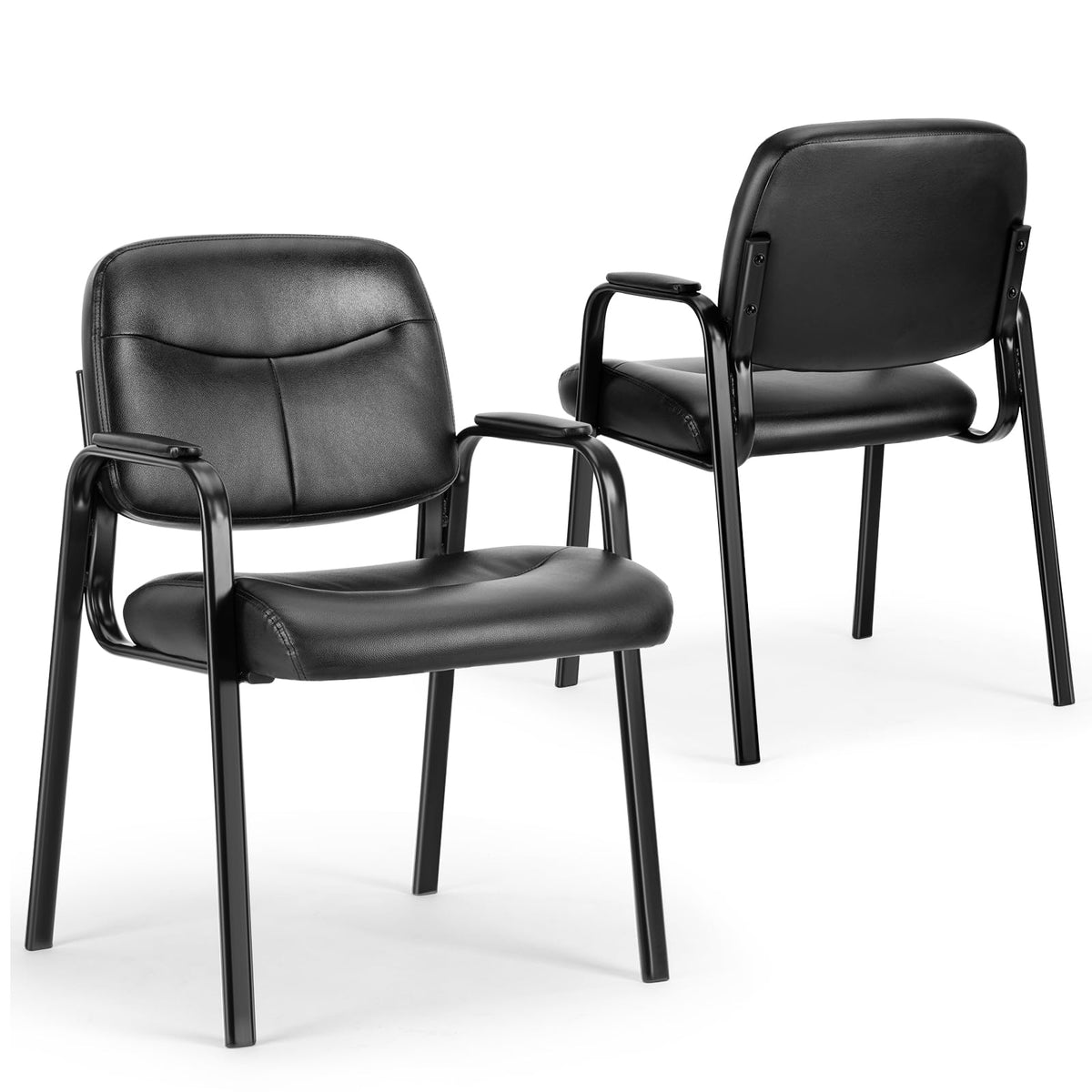 OLIXIS 500 lb PU Leather Guest Reception Chair, Brown