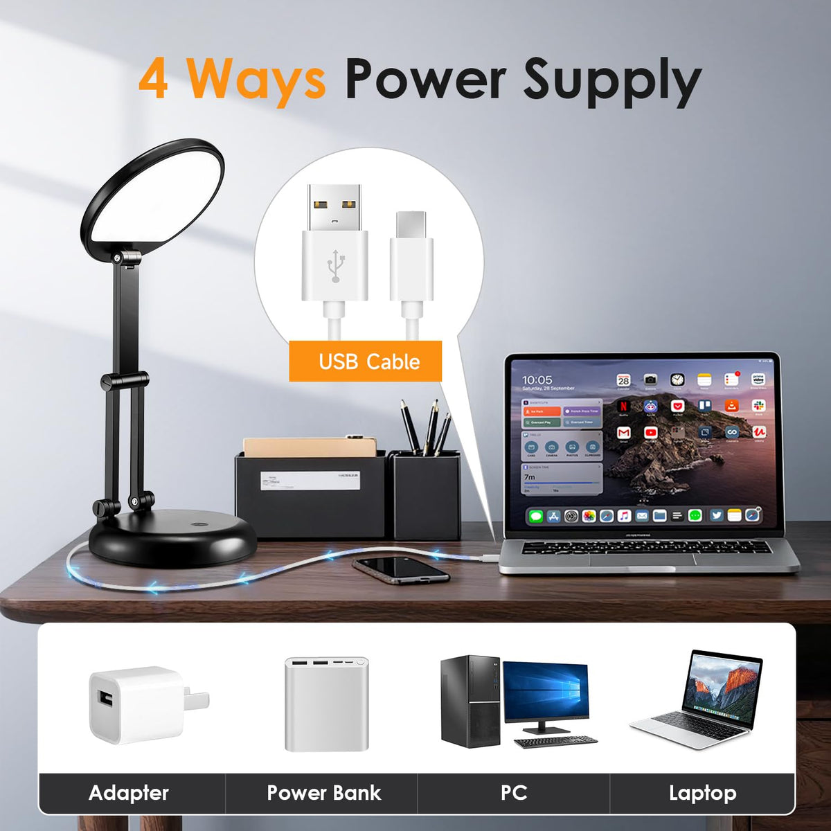 One Fire Rechargeable Desk Lamp for Home Office Use