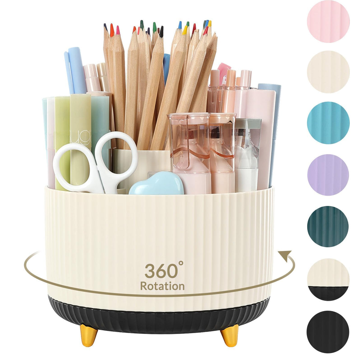 SKYDUE 5-Slot 360° Rotating Desktop Pen and Pencil Organizer