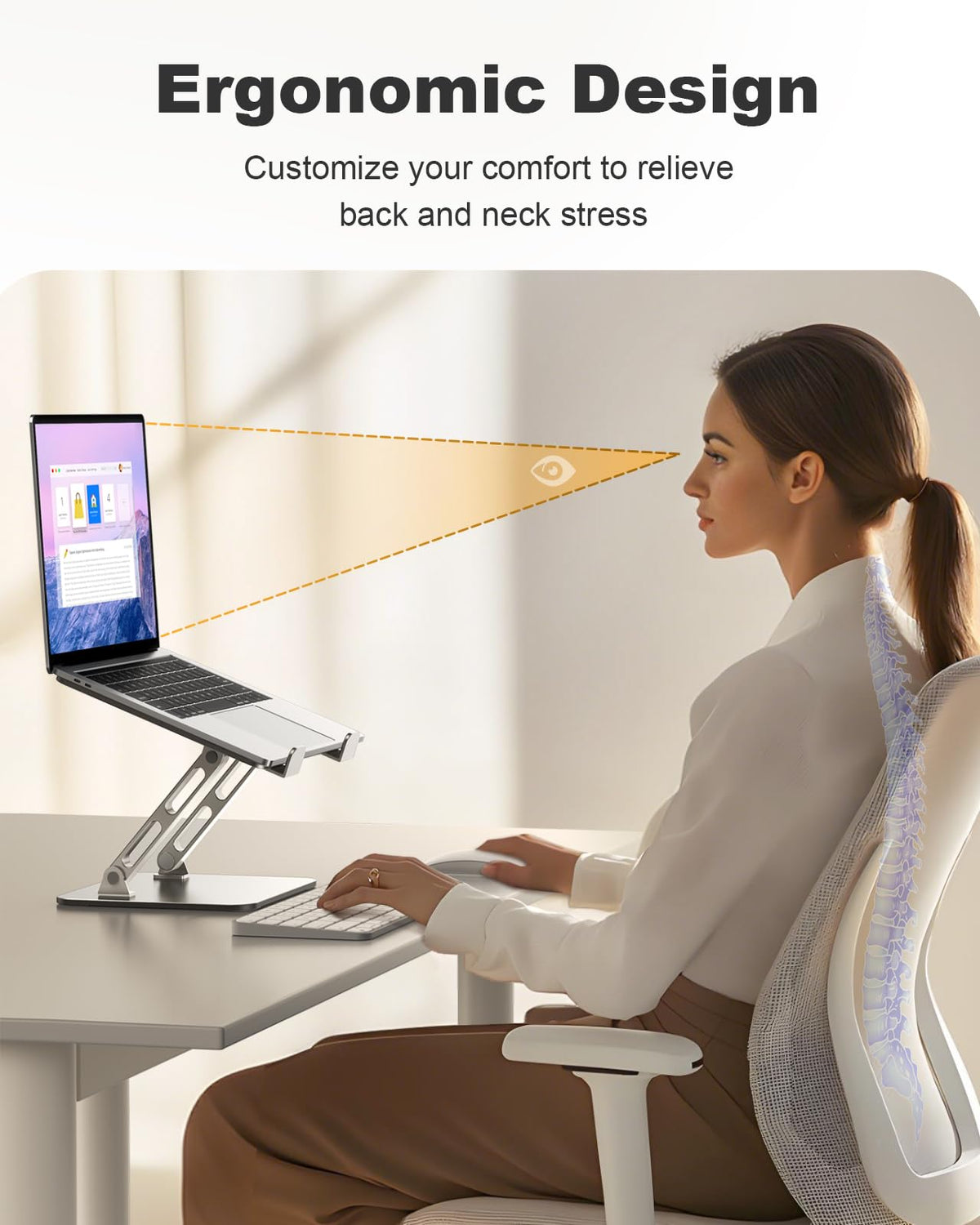 RIWUCT Adjustable Height Ergonomic Laptop Stand for Desk