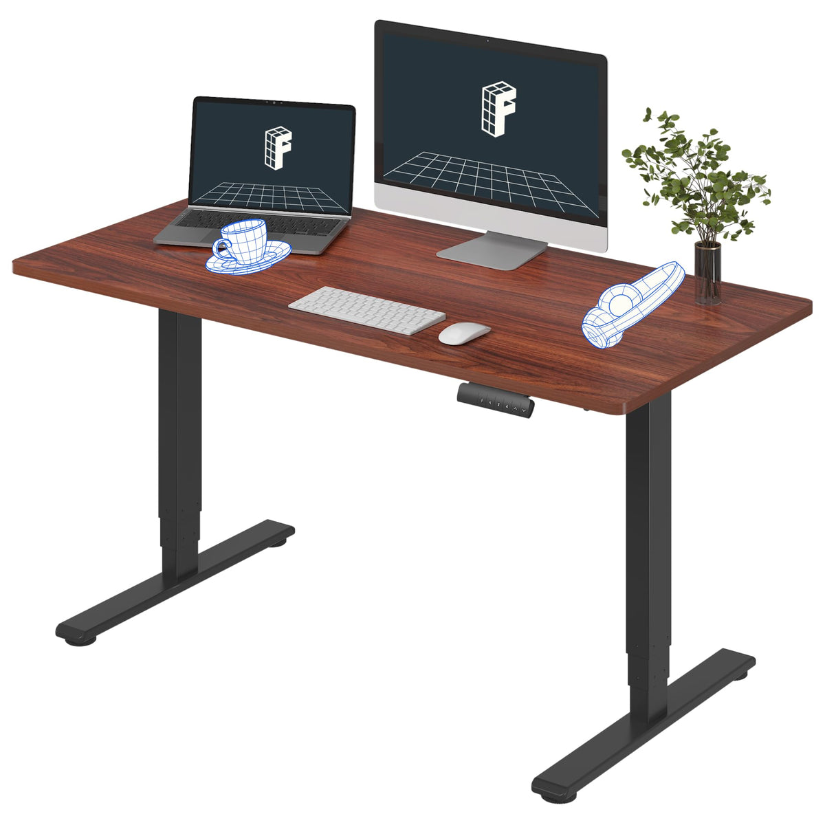 FLEXISPOT E6 3-Stage Dual Motor Electric Standing Desk Sit Stand Up Desk, Holds 220 lbs