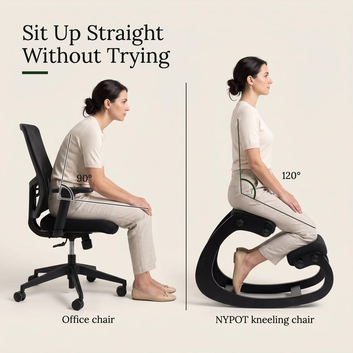 NYPOT Adjustable Ergonomic Rocking Kneeling Chair, 250 lb