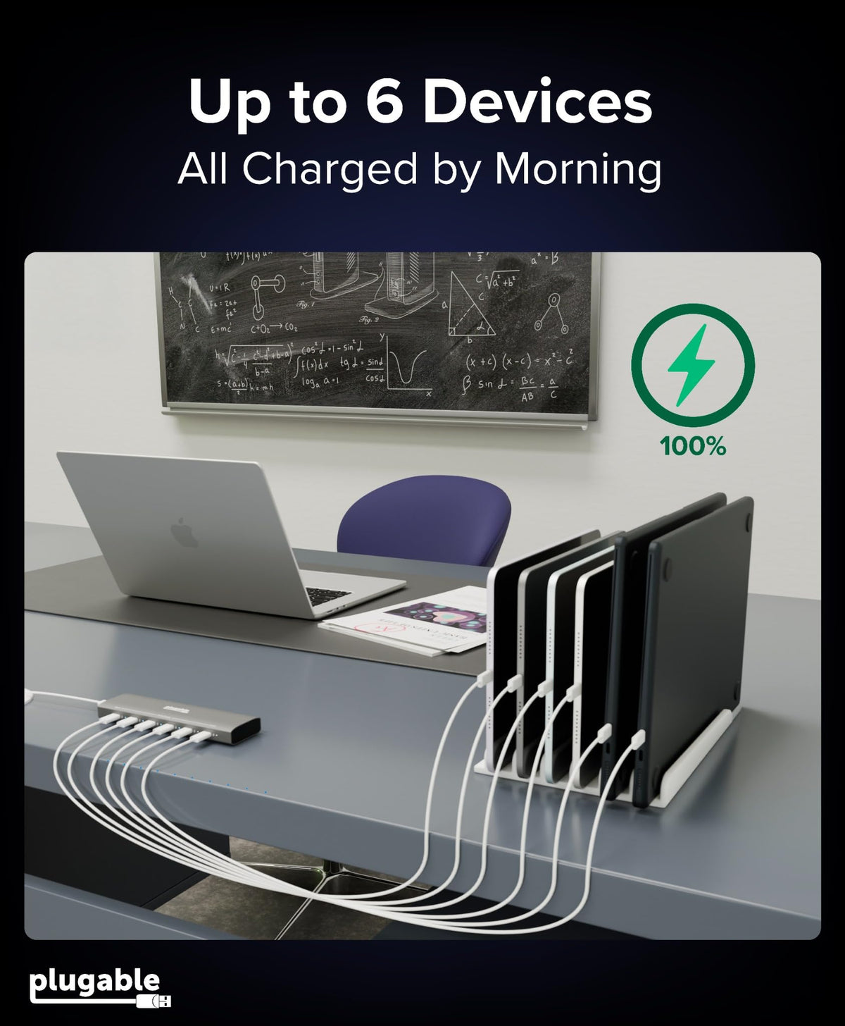 Plugable 6-Port USB-C Charging Station, 100W Priority Charging
