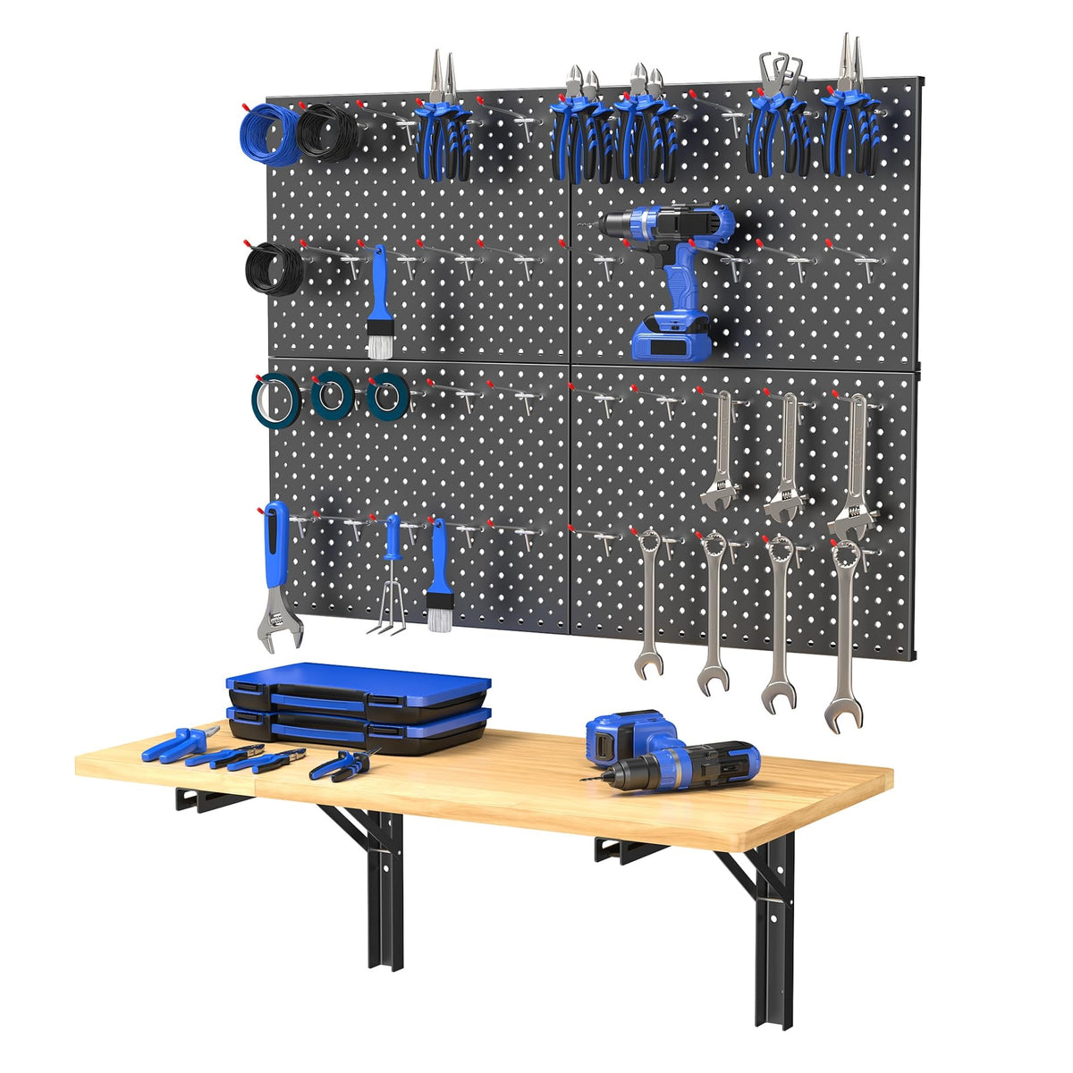 WALMANN Heavy-Duty Wall-Mounted Folding Workbench Table