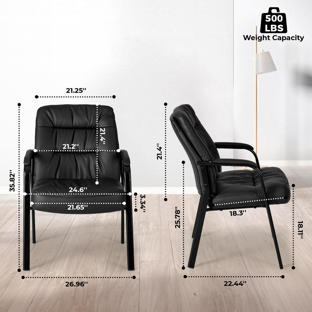 OLIXIS 500 lb PU Leather Guest Reception Chair, Brown