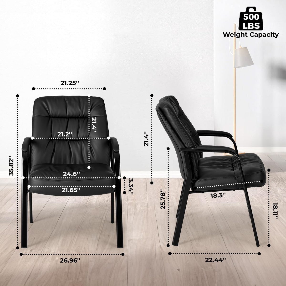 OLIXIS 500 lb PU Leather Guest Reception Chair, Brown