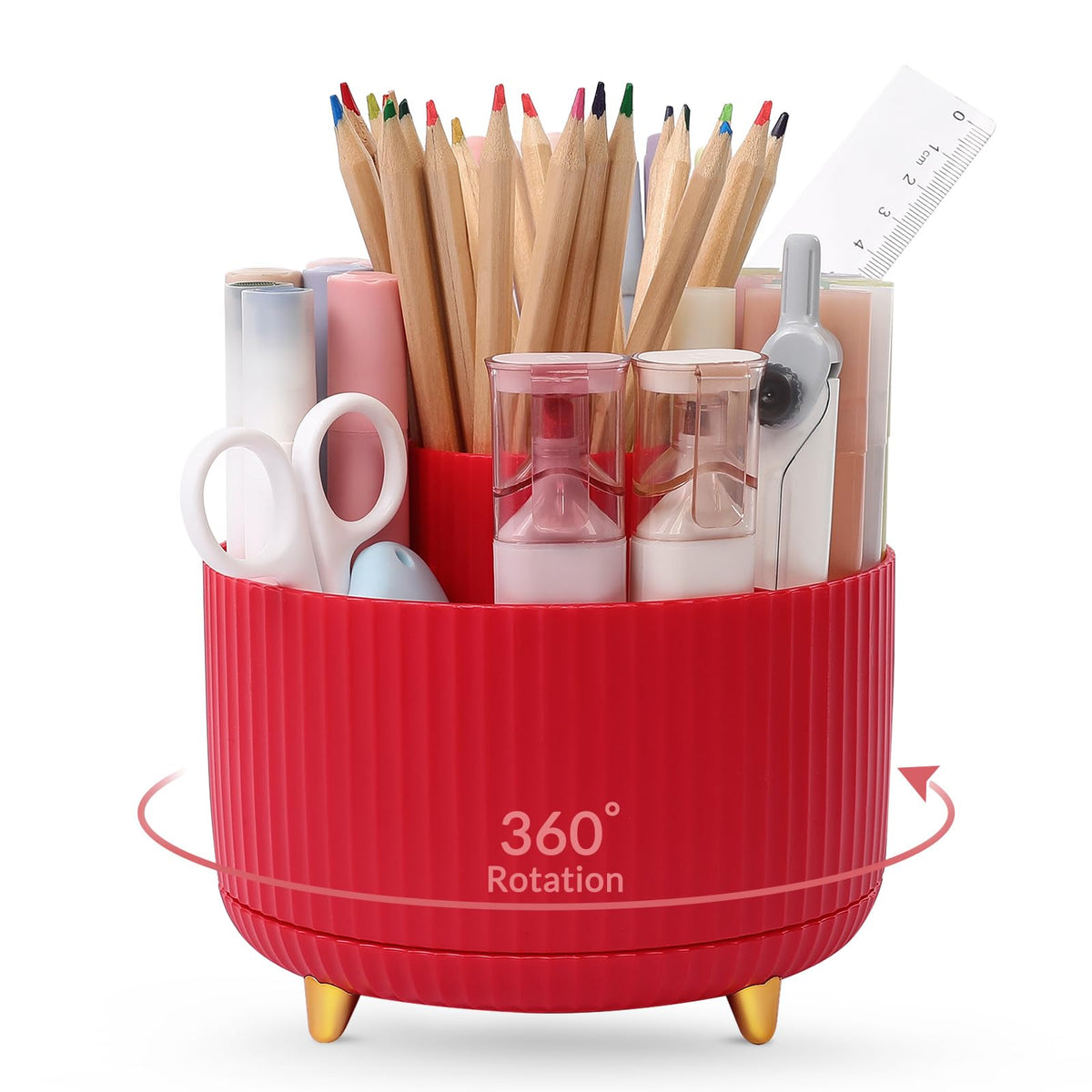 SKYDUE 5-Slot 360° Rotating Desktop Pen and Pencil Organizer