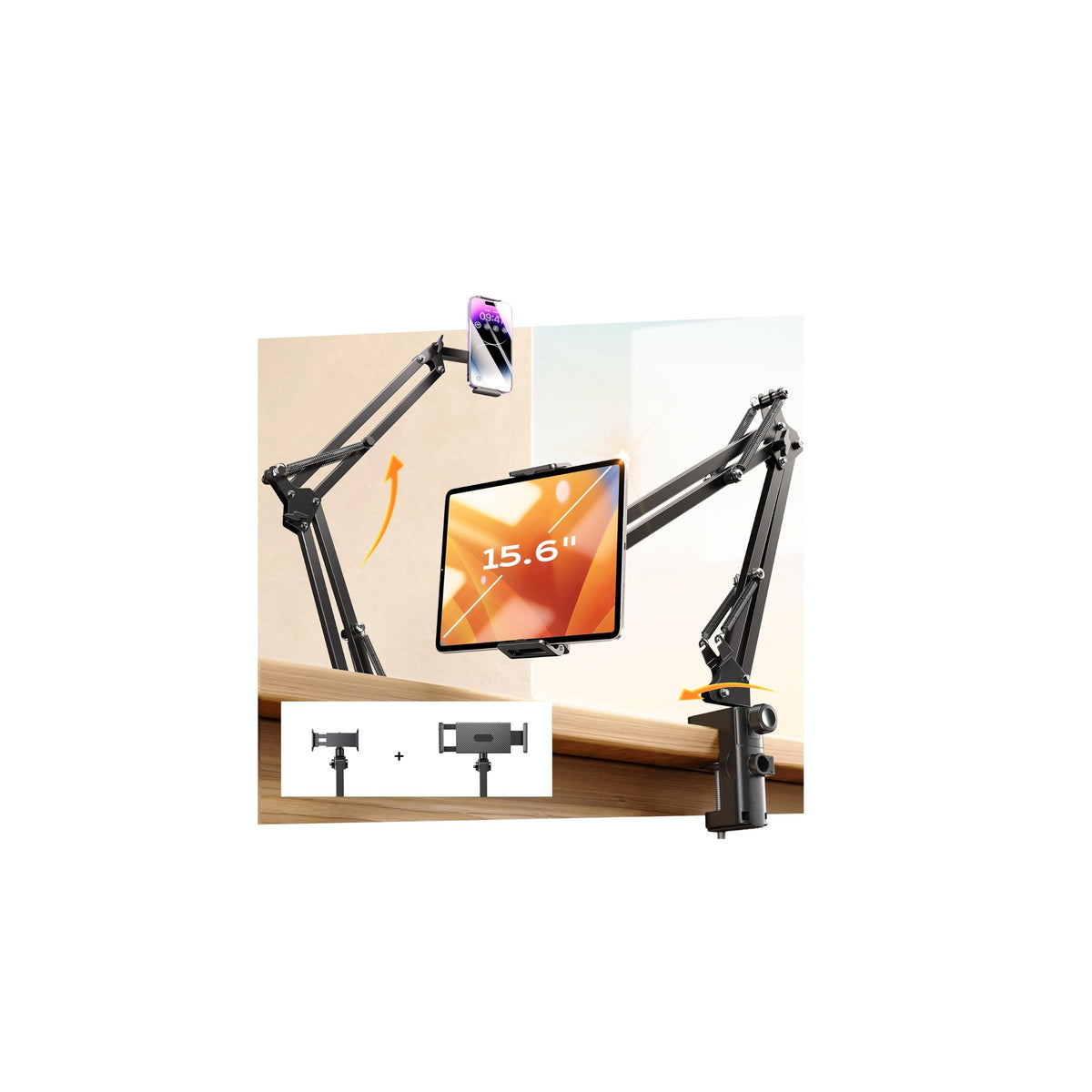 LISEN Aluminum Tablet Desk Mount Arm for 4.7–15.6-Inch Devices