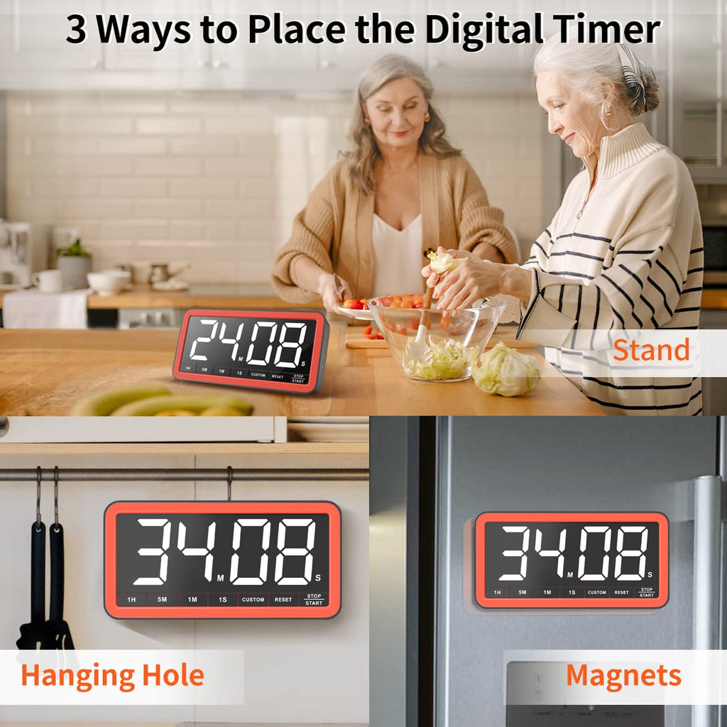 VOCOO 7.8-Inch LED Magnetic Digital Kitchen Timer