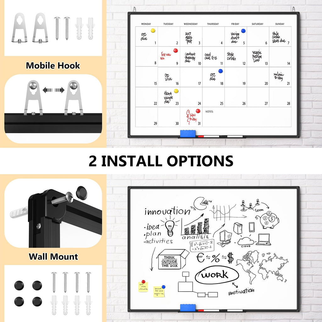 Large Magnetic Dry Erase Whiteboard with Aluminum Frame