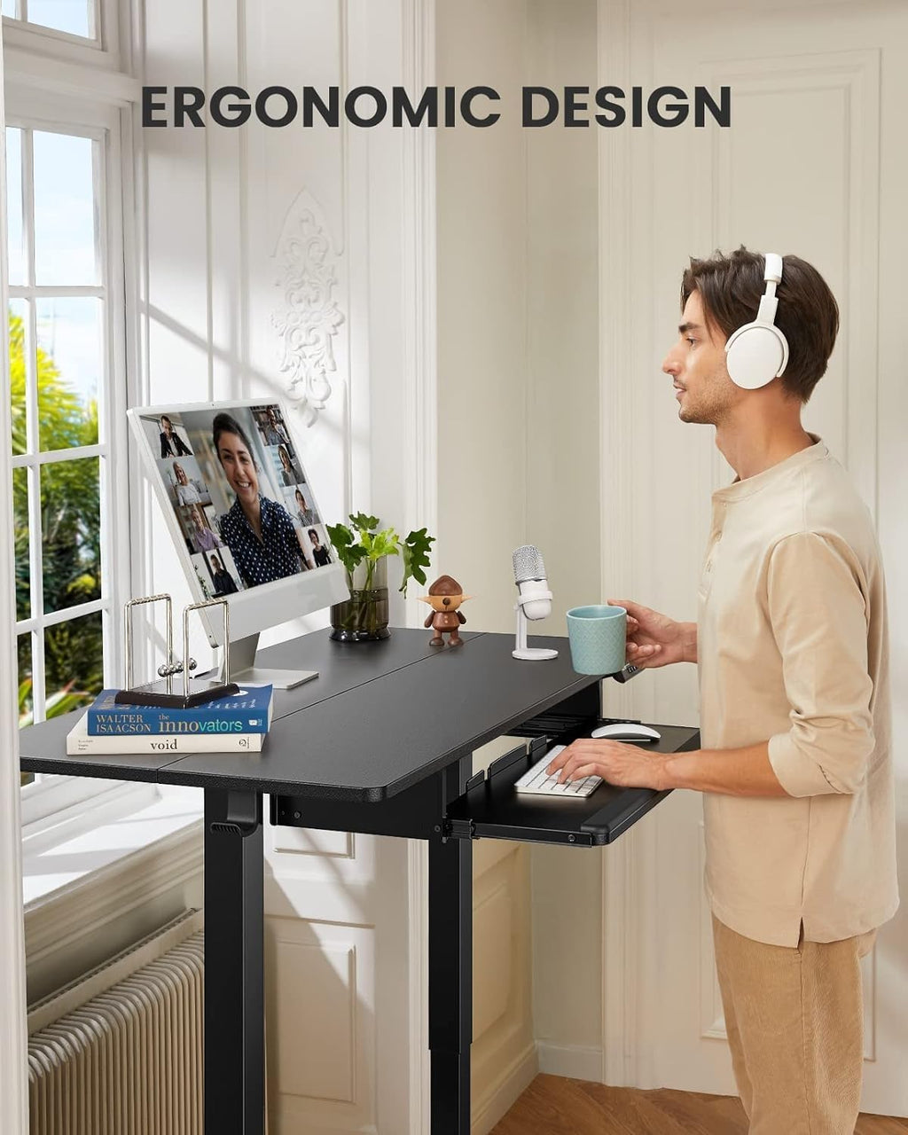 ErGear Height Adjustable Electric Standing Desk with Keyboard Tray