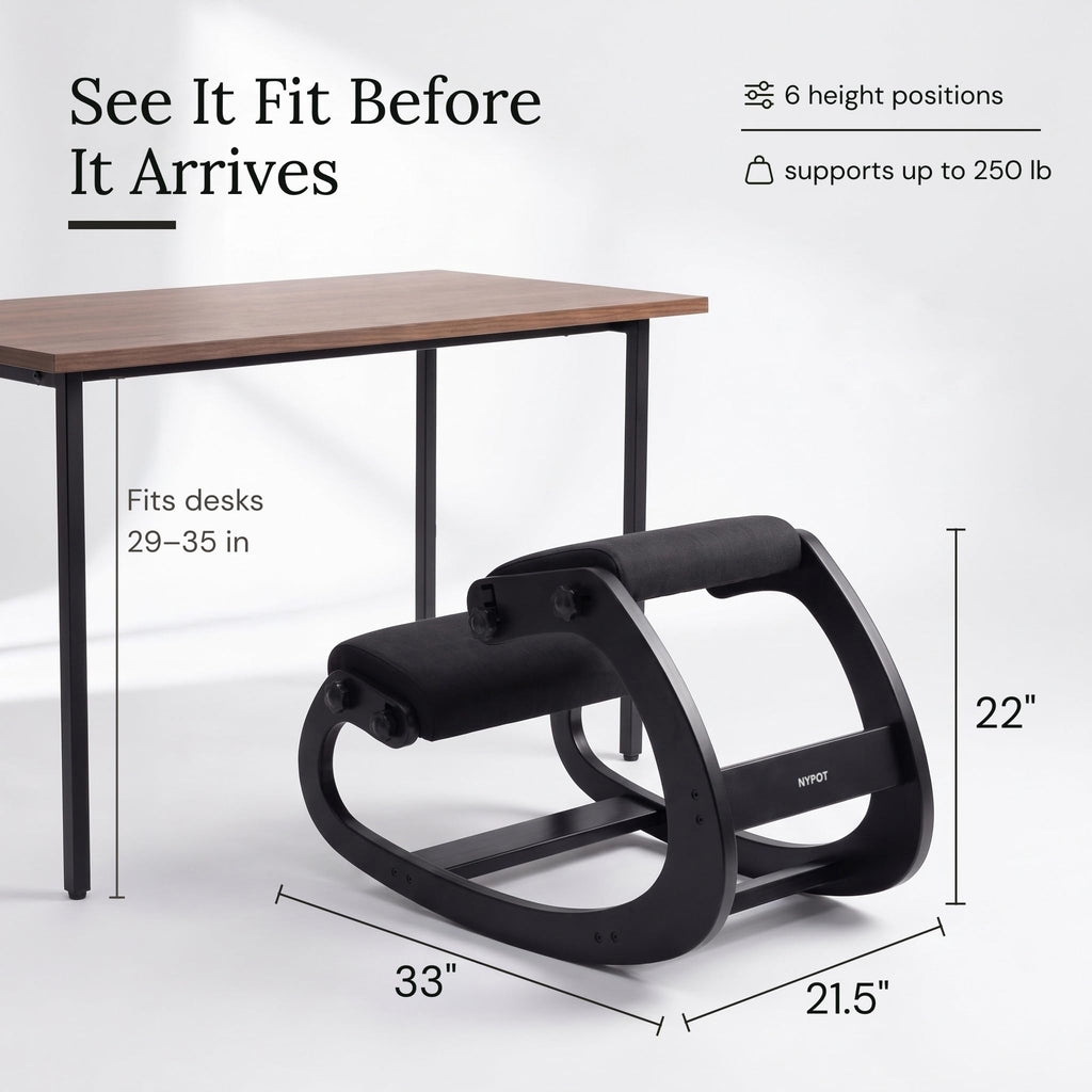 NYPOT Adjustable Ergonomic Rocking Kneeling Chair, 250 lb