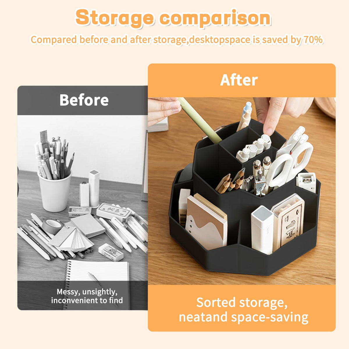 9-Slot 360° Rotating Desktop Pen and Pencil Organizer