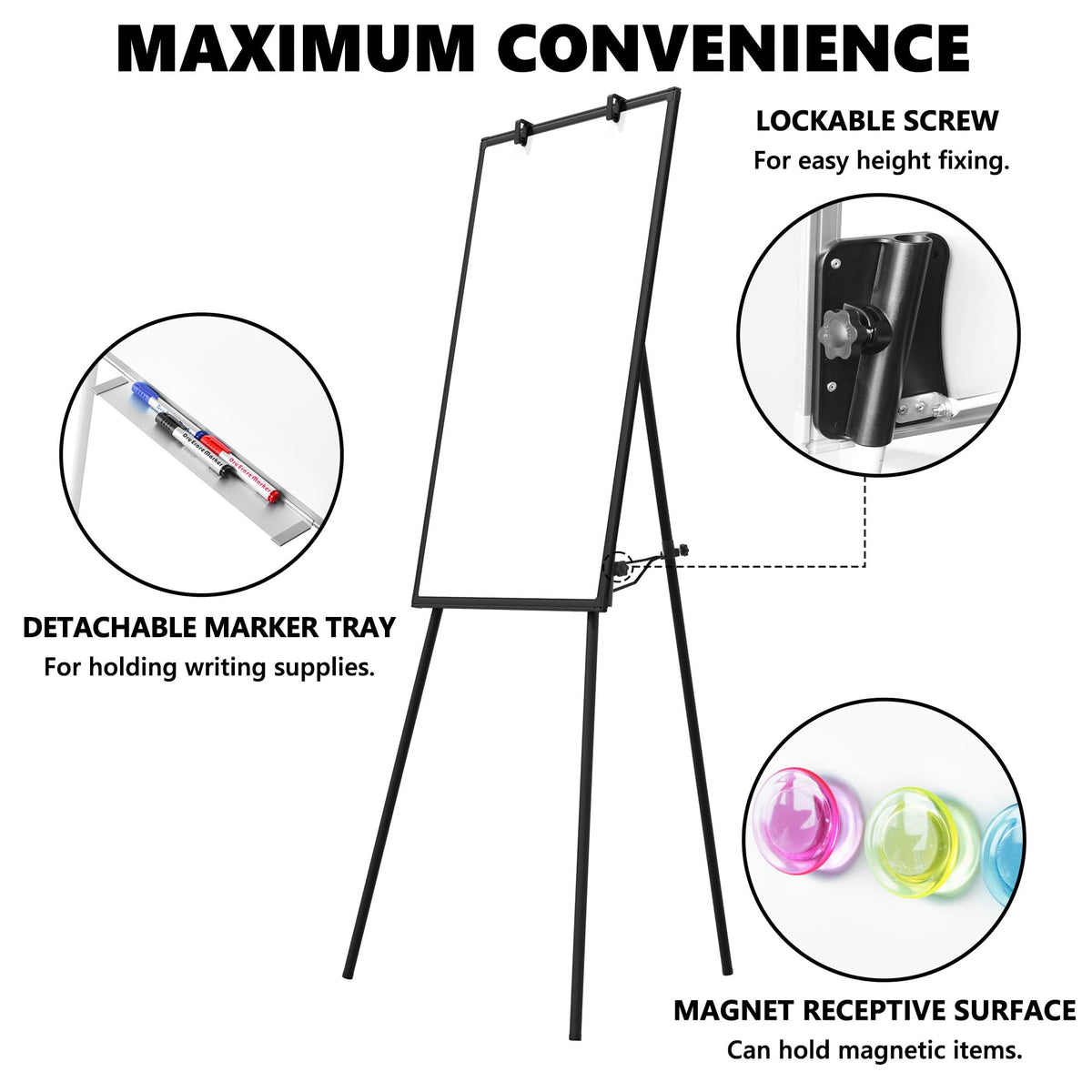 Double-Sided Magnetic Rolling Whiteboard with Stand