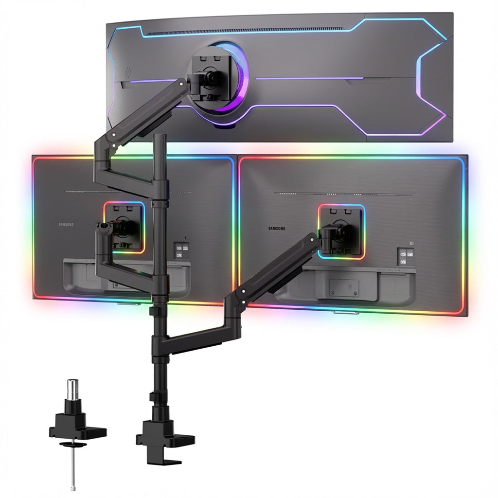 Mount-It! 2+1 Heavy-Duty Stacked Triple Monitor Mount