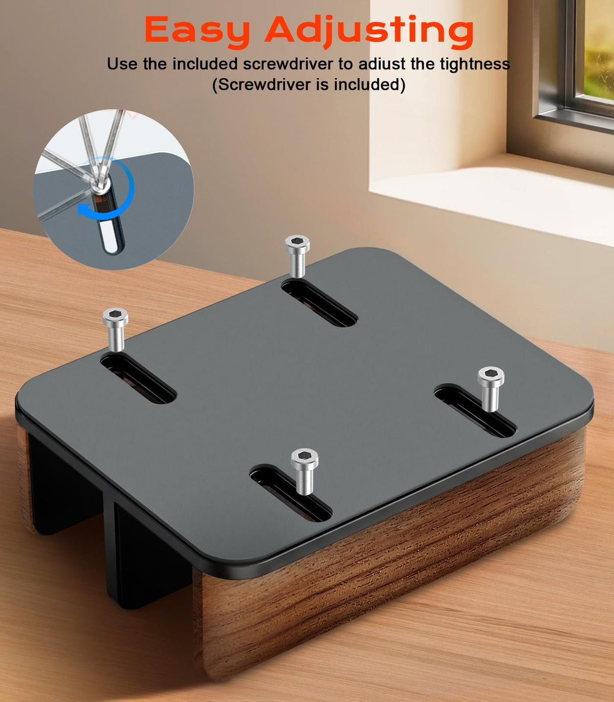 JCZT Walnut Vertical Dual Laptop Stand for Desk Organization