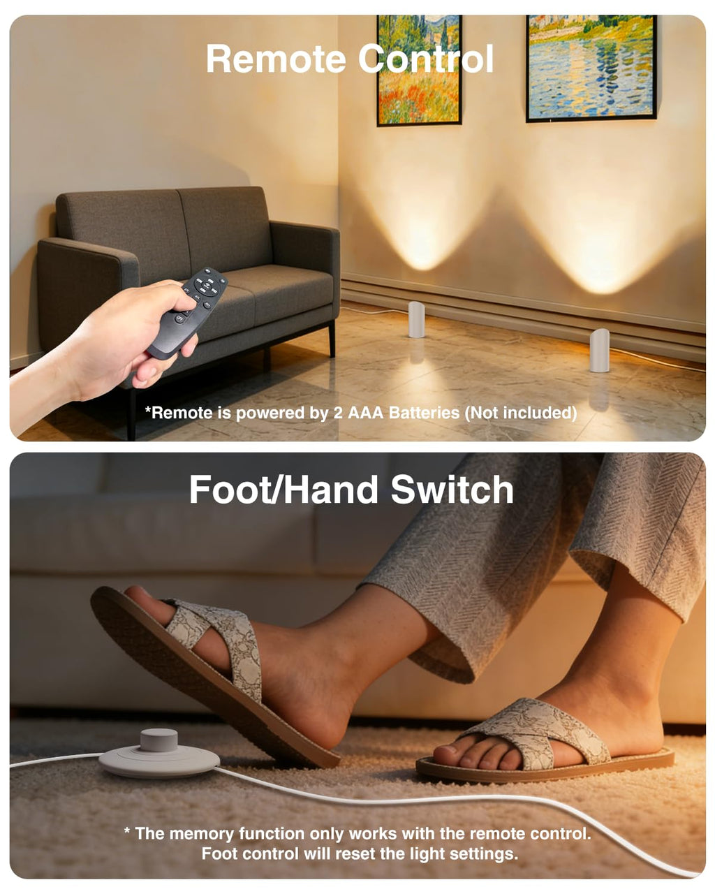 Abovizo Uplighting Indoor, 8W LED Floor Can Lights with Remote, White