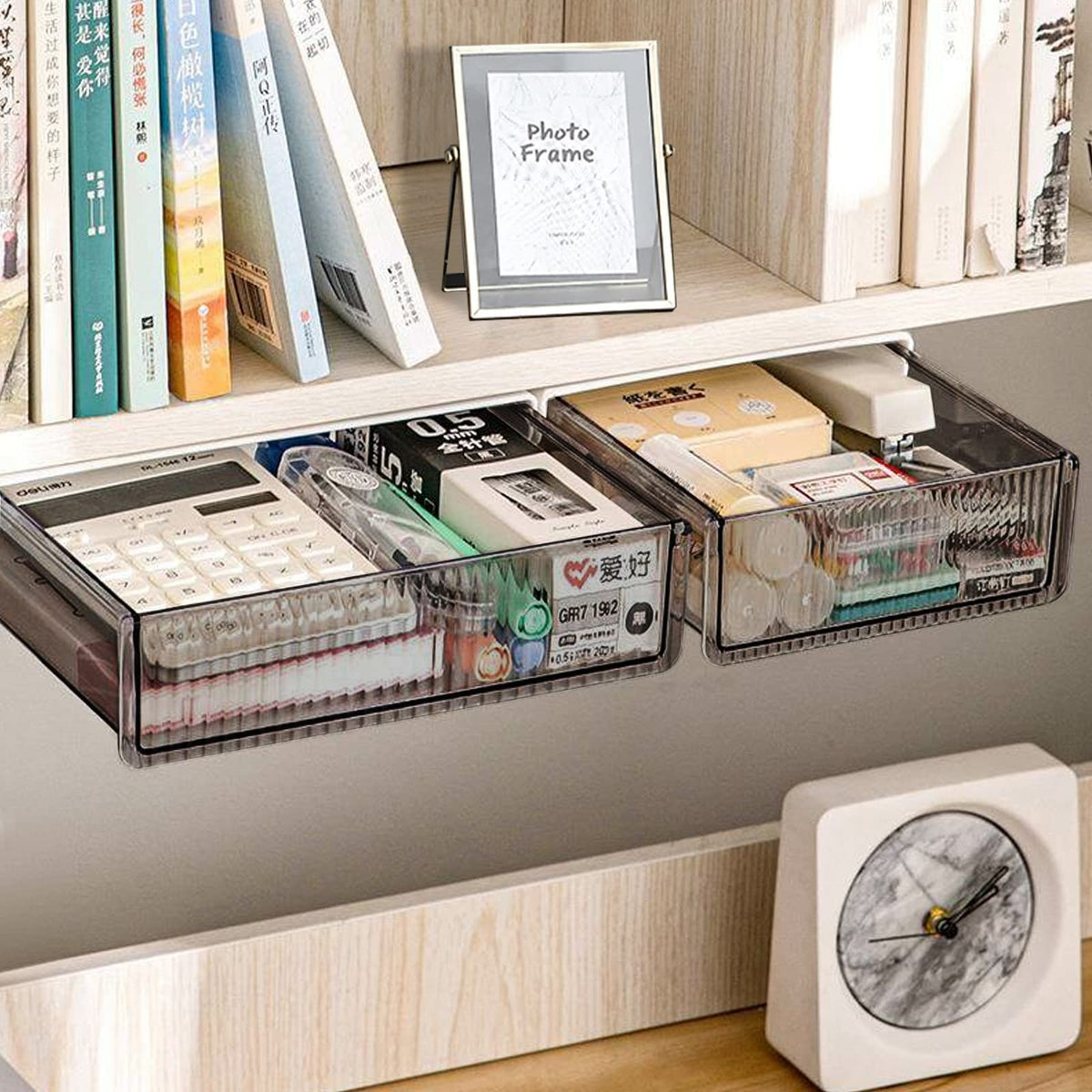 TooCust 2-Pack Slide-Out Under-Desk Drawers, Large & Medium