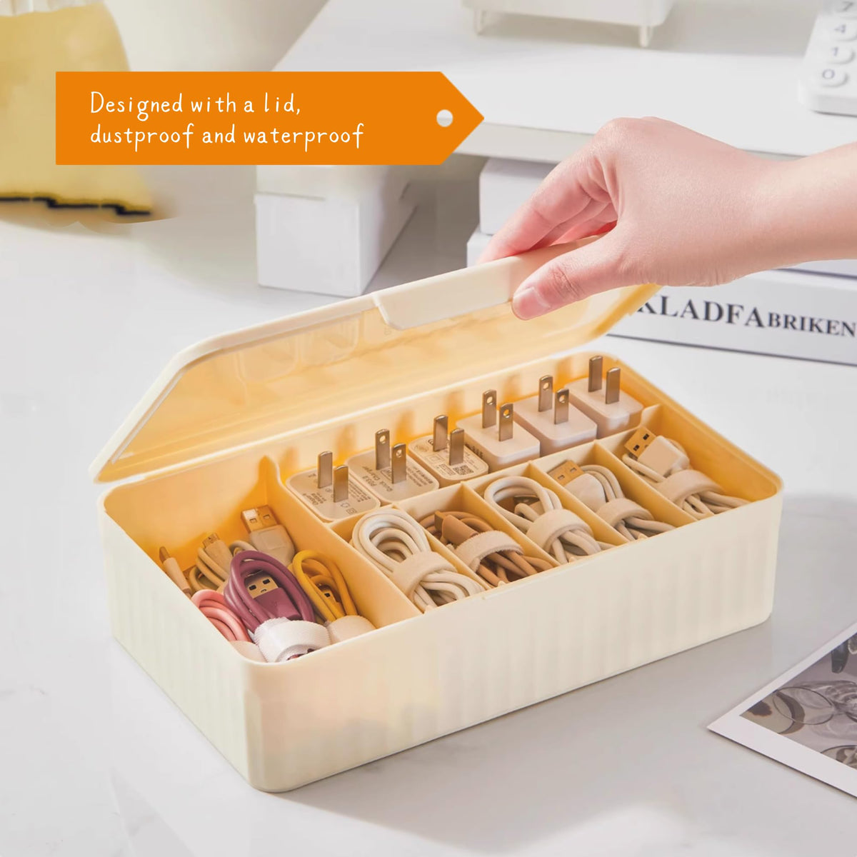 Atathro Extra-Wide Travel Cable Organizer Box with Lid