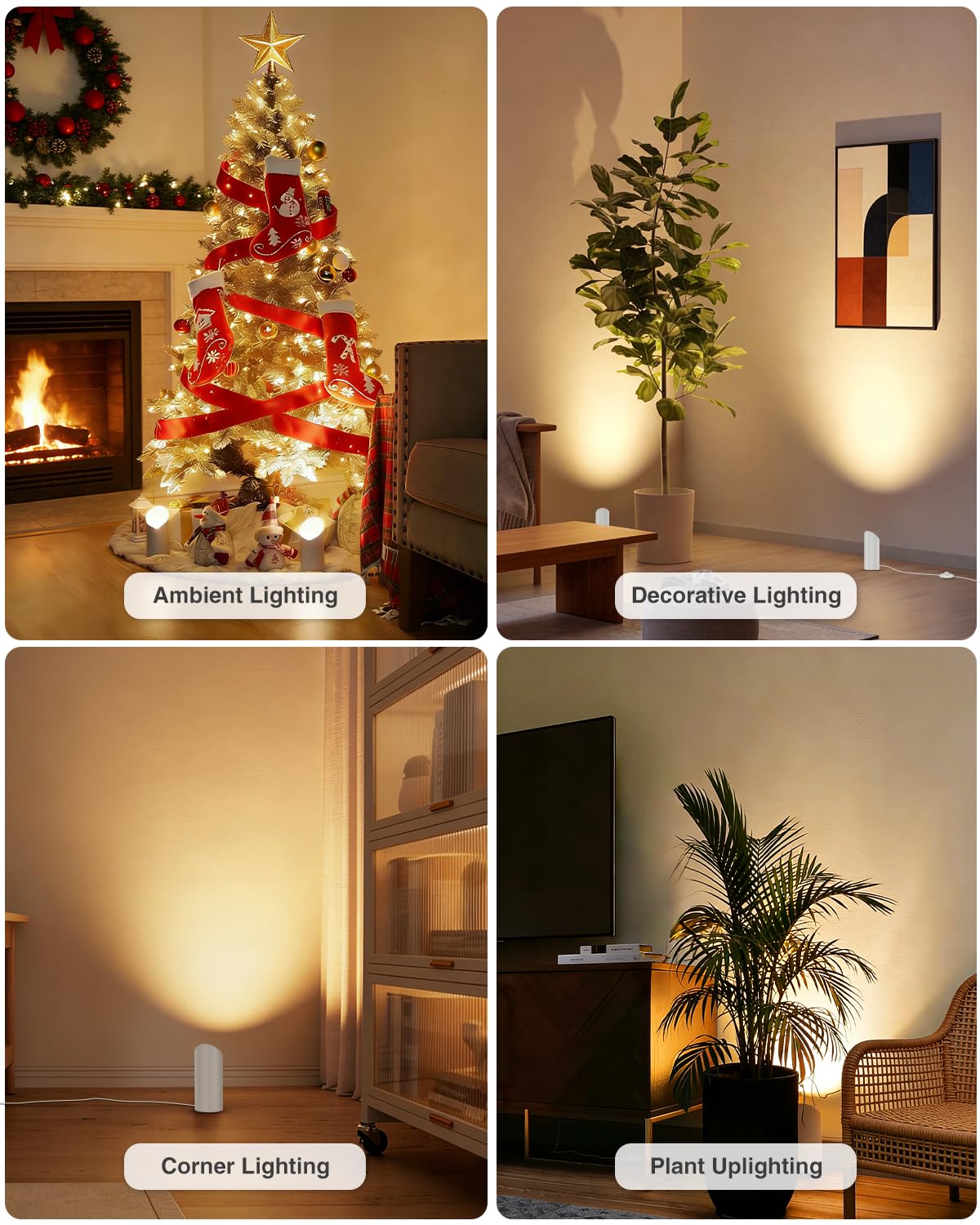 Abovizo Uplighting Indoor, 8W LED Floor Can Lights with Remote, White
