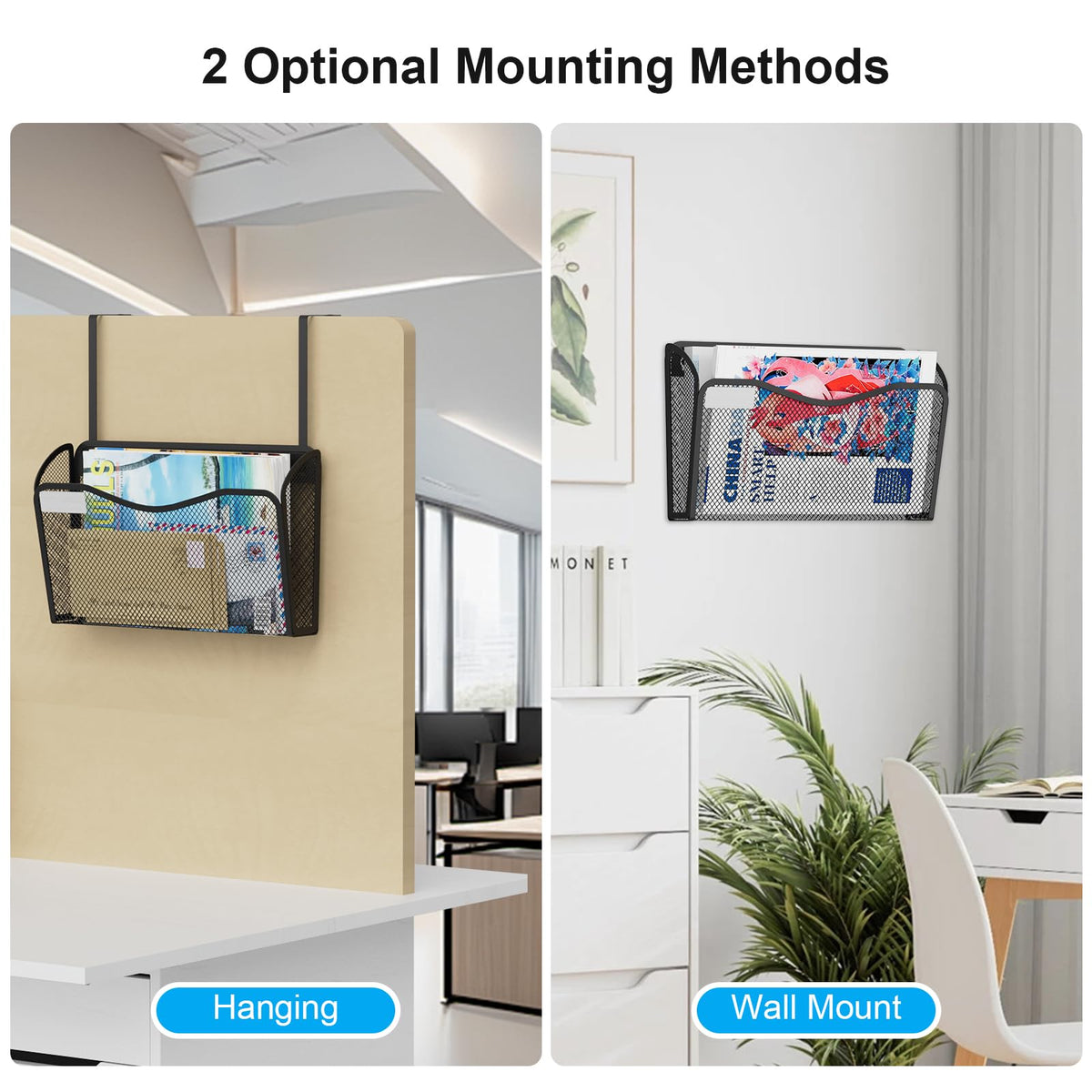BOHDK Wall-Mounted Mesh File Organizer for Home Office