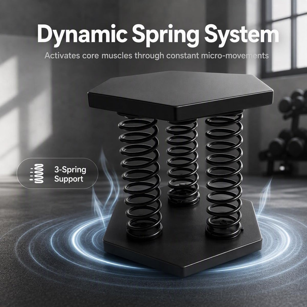 Deep Squat Stool with Springs, Active Sitting Chair for Posture Correction & Lower Back Support, Ergonomic Core & Glute Activation Balance Trainer, Pre-Assembled Stainless Steel Seat for Home, Office & Gym