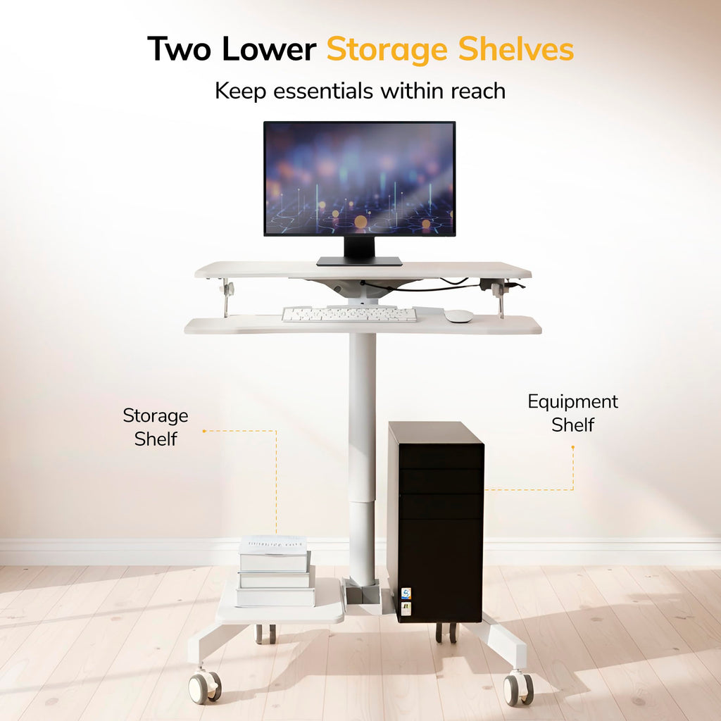 Mount-It! 28-Inch Height-Adjustable Rolling Computer Cart