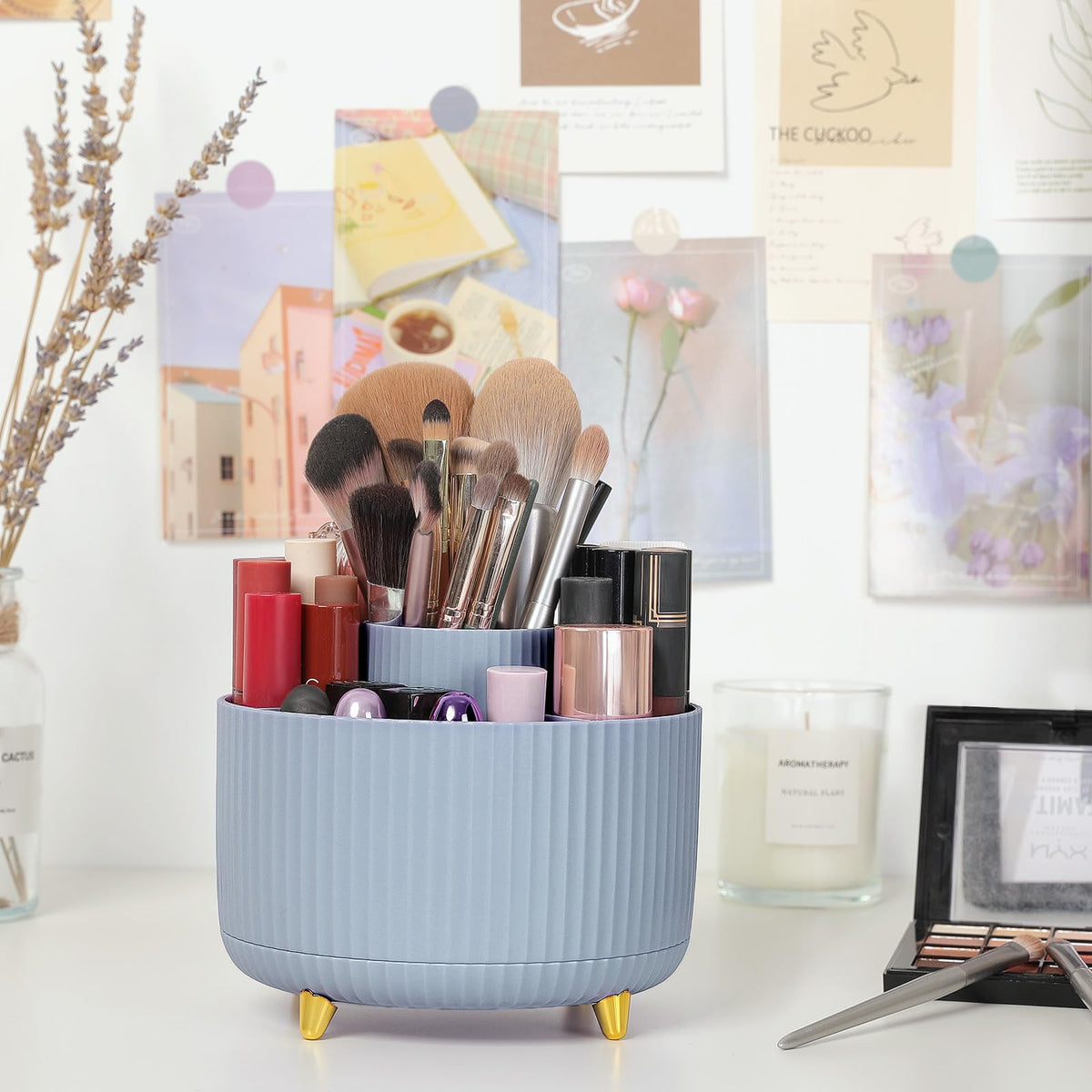 SKYDUE 5-Slot 360° Rotating Desktop Pen and Pencil Organizer