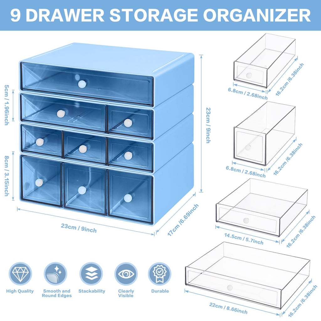 FODIENS 4-Tier Stackable Desktop Organizer with 9 Drawers