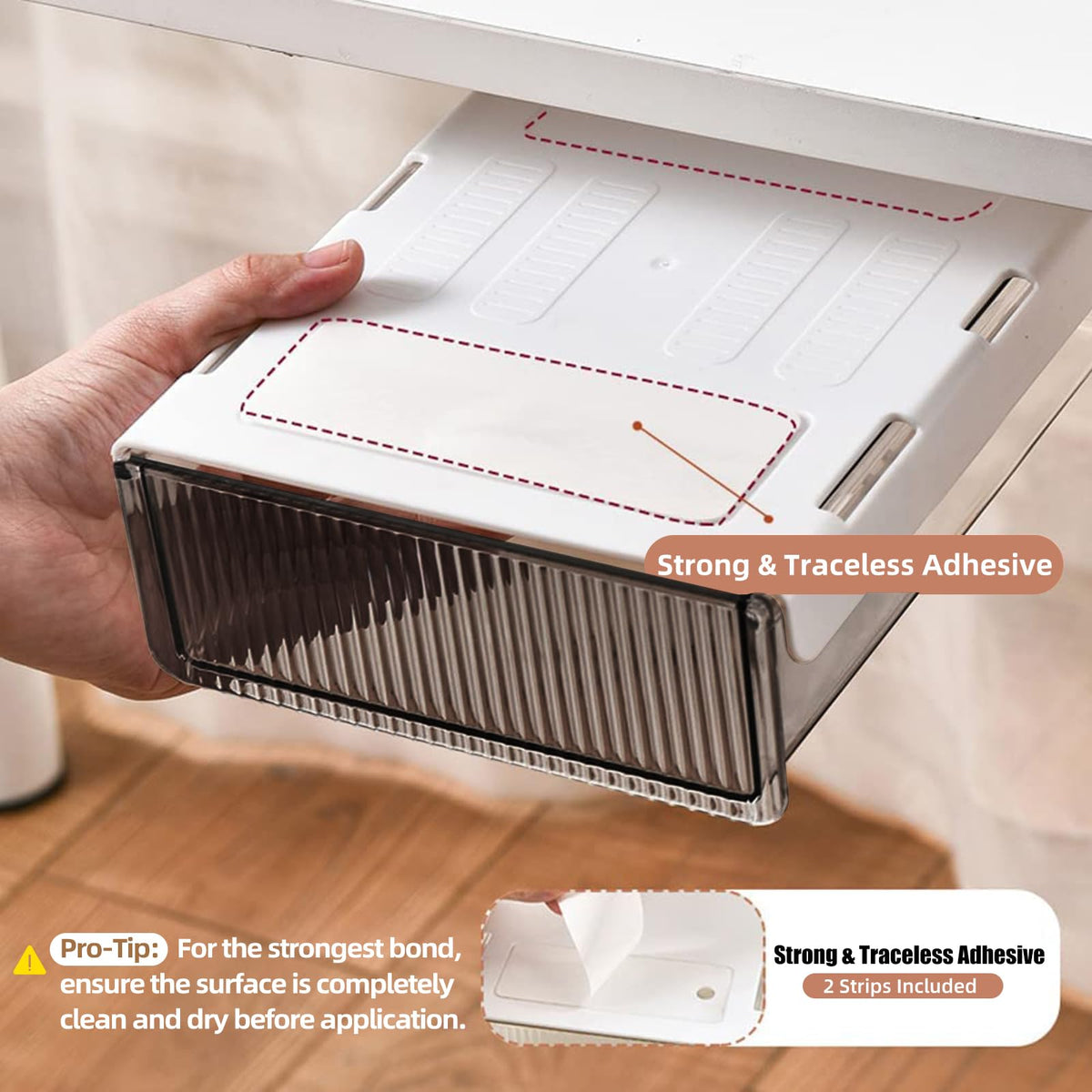 TooCust 2-Pack Slide-Out Under-Desk Drawers, Large & Medium