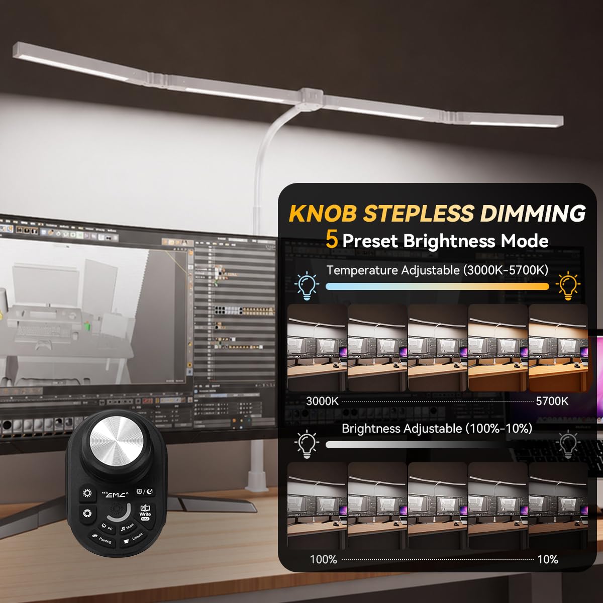 SANDROY VOLT Dimmable LED Desk Lamp with Remote Control