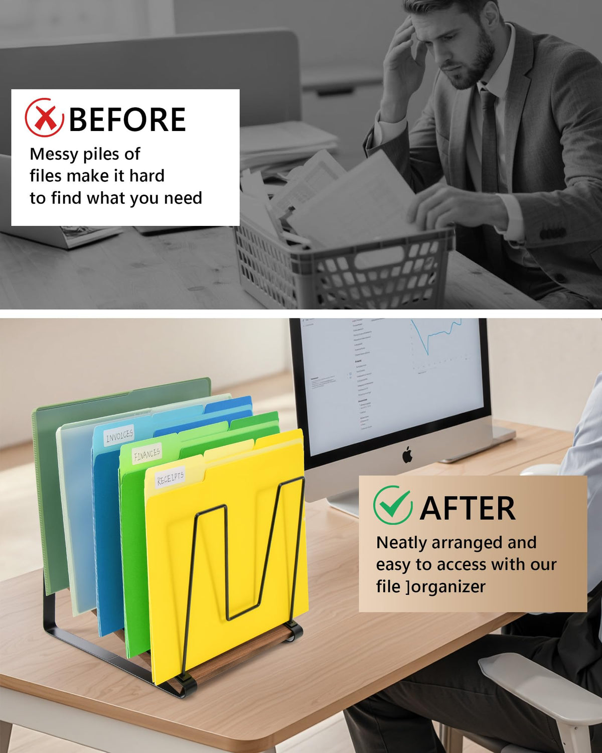 HULISEN Inclined Desktop File Organizer for Office Use