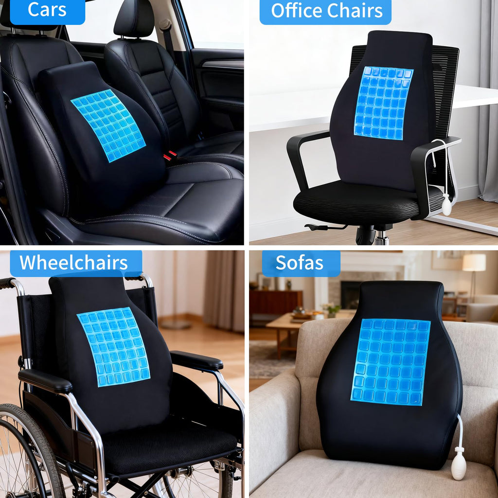 Adjustable Lumbar Support Pillow with Cooling Gel, Full Back Pain Relief
