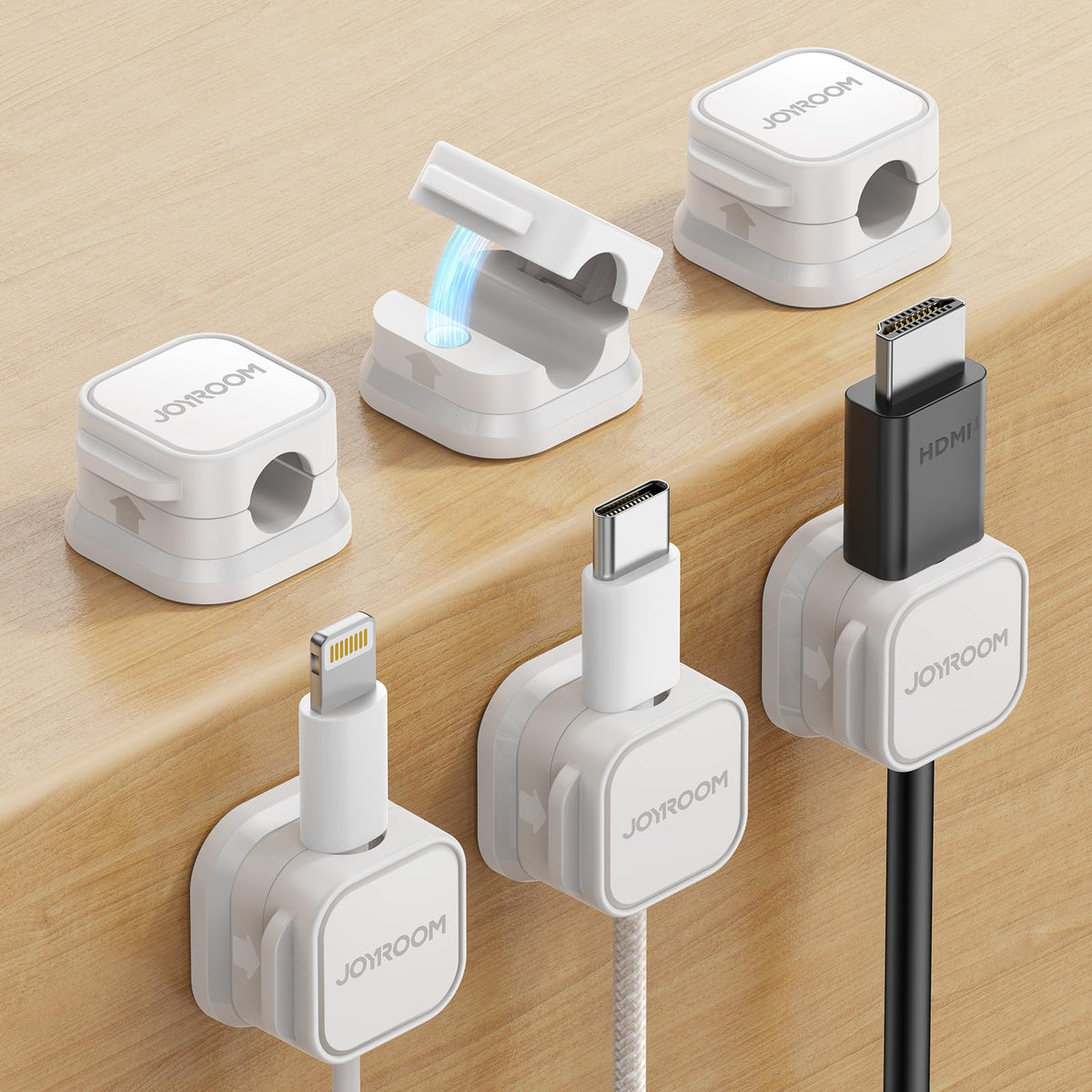 JOYROOM White Cord Organizer for Office Desk Cable Management