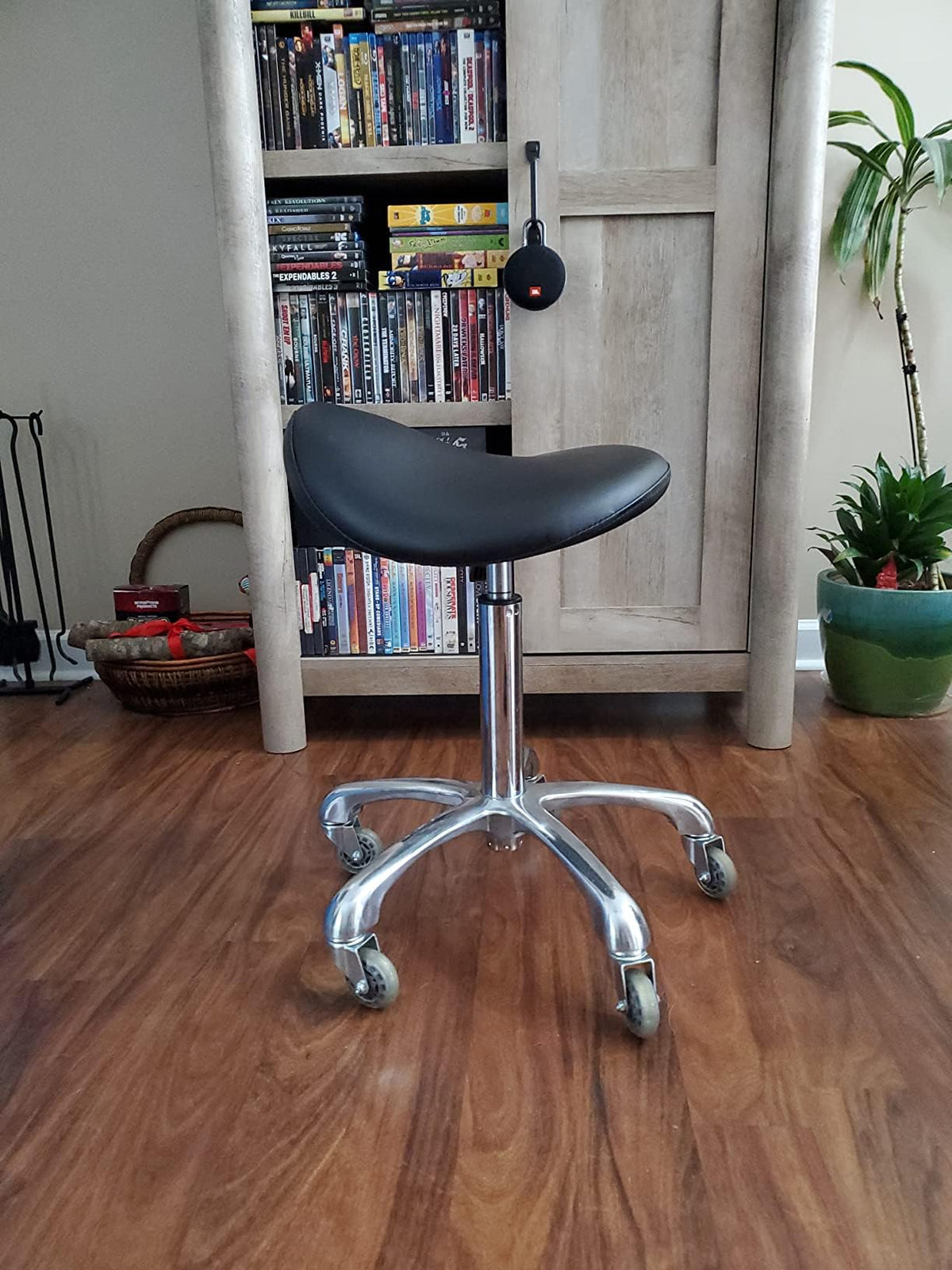 FRNIAMC Ergonomic Height-Adjustable Rolling Saddle Stool