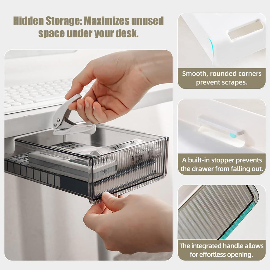 TooCust 2-Pack Slide-Out Under-Desk Drawers, Large & Medium