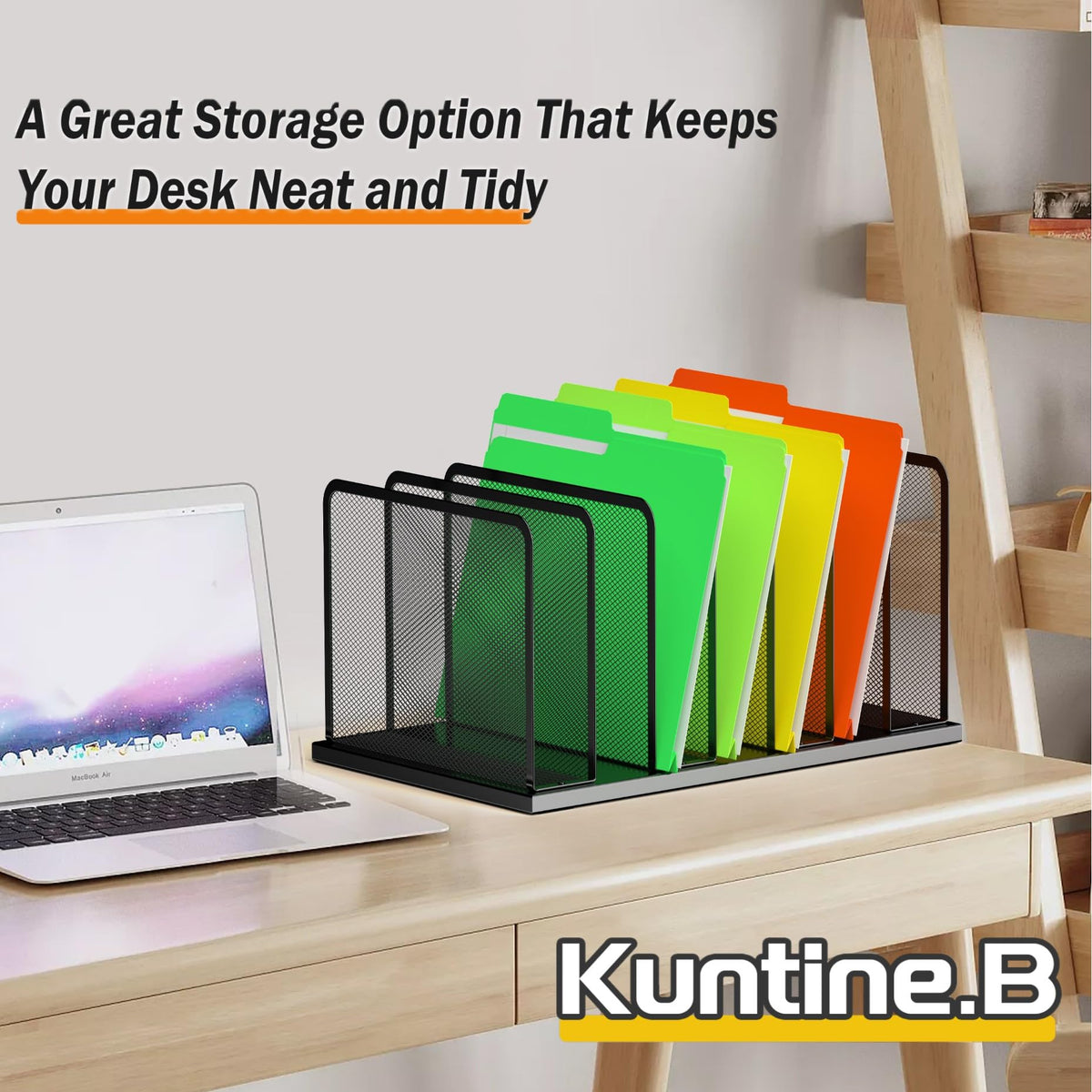 Kuntine.B Upright Mesh Desktop File Organizer for Office