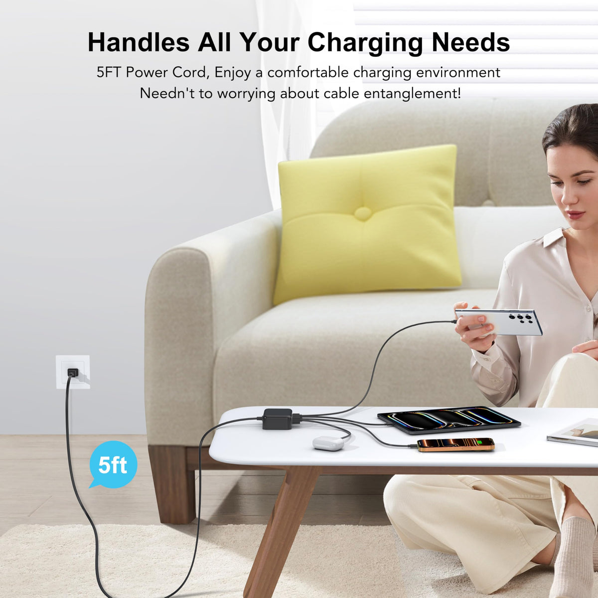100W 6-Port GaN USB-C Fast Charging Station Hub